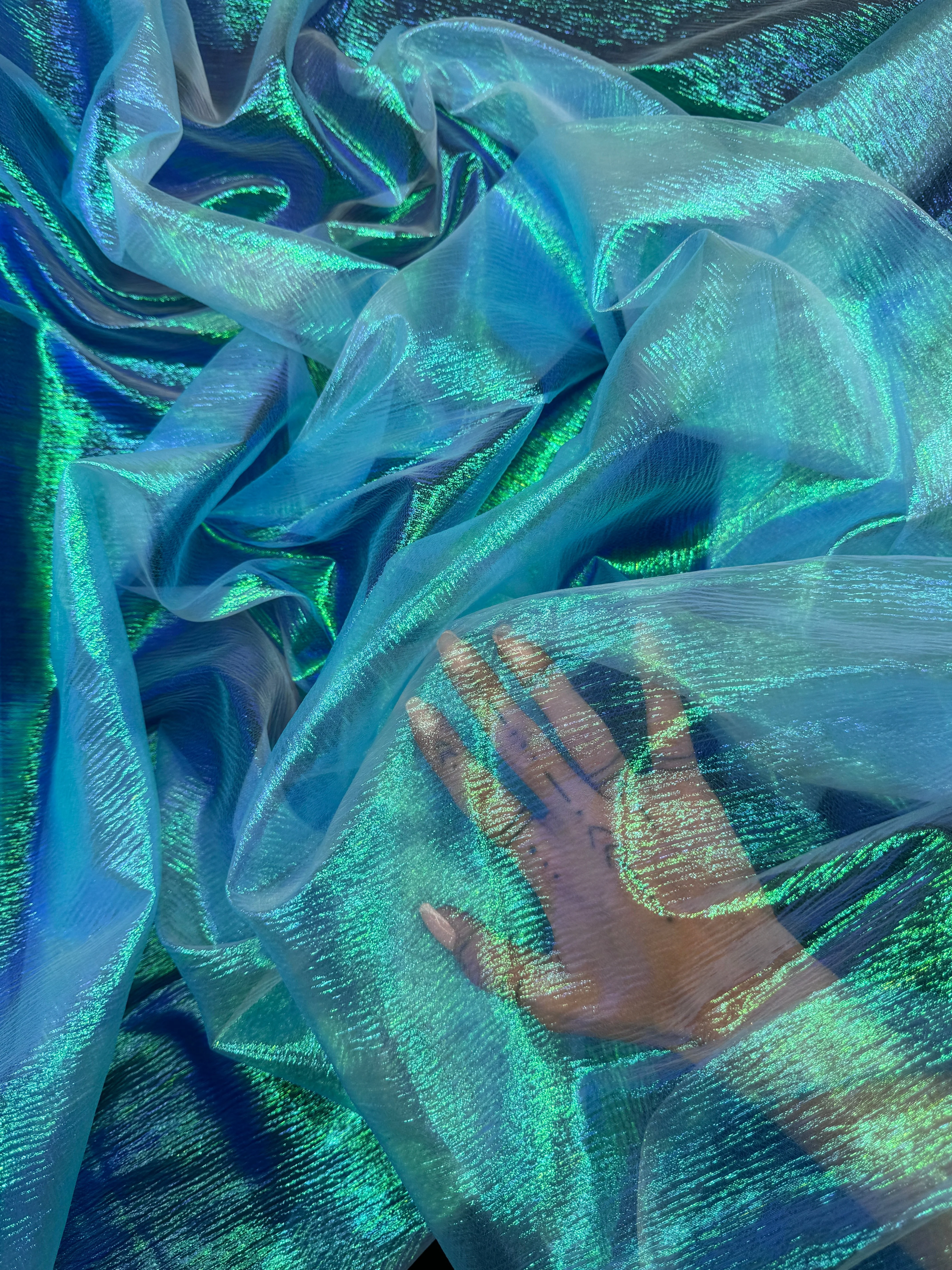Turquoise Iridescent Crushed Organza