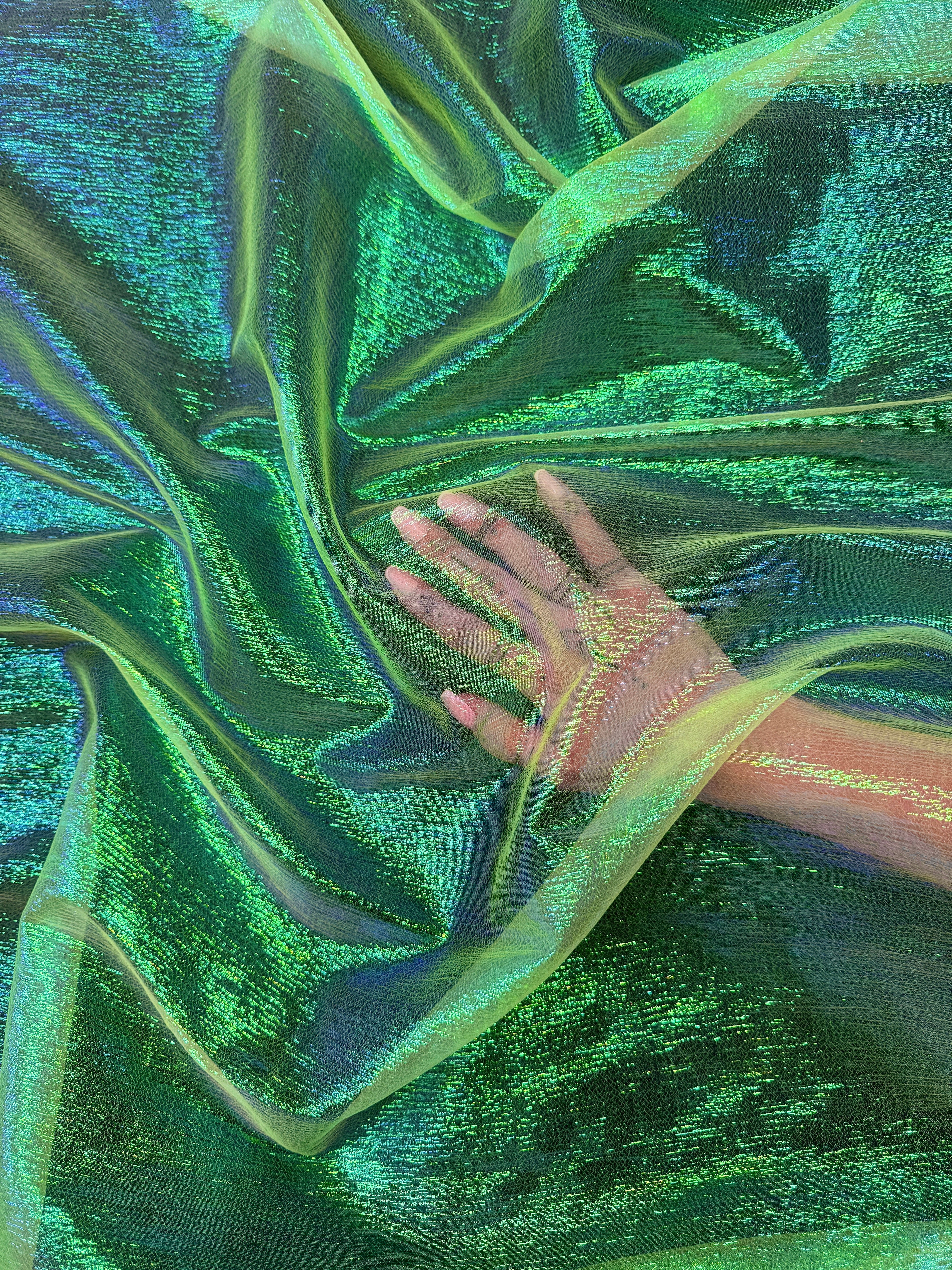Yellow Green Iridescent Crushed Organza - Image 5