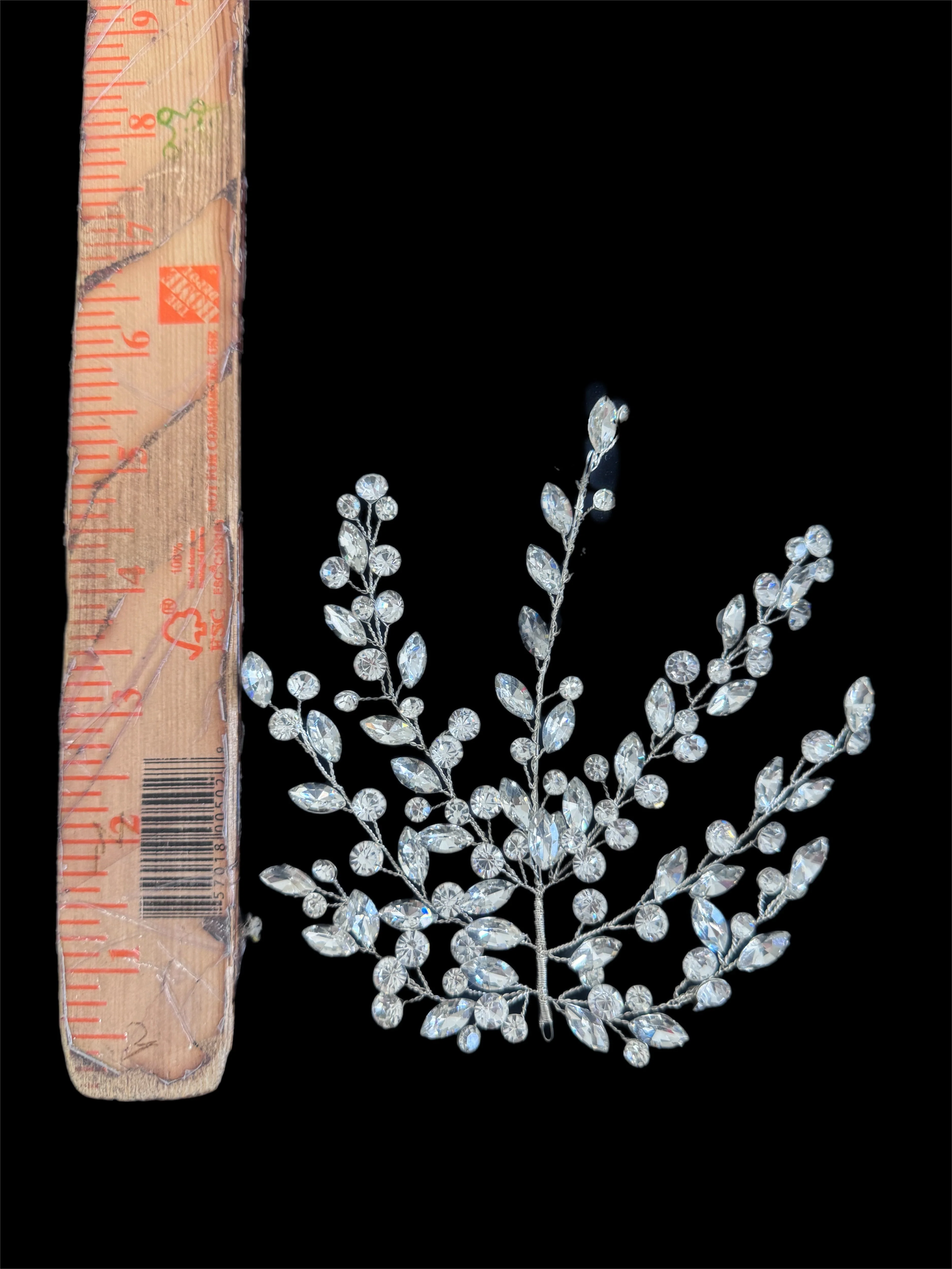 Patricia Silver Leaves Bridal Rhinestone Applique - Image 4