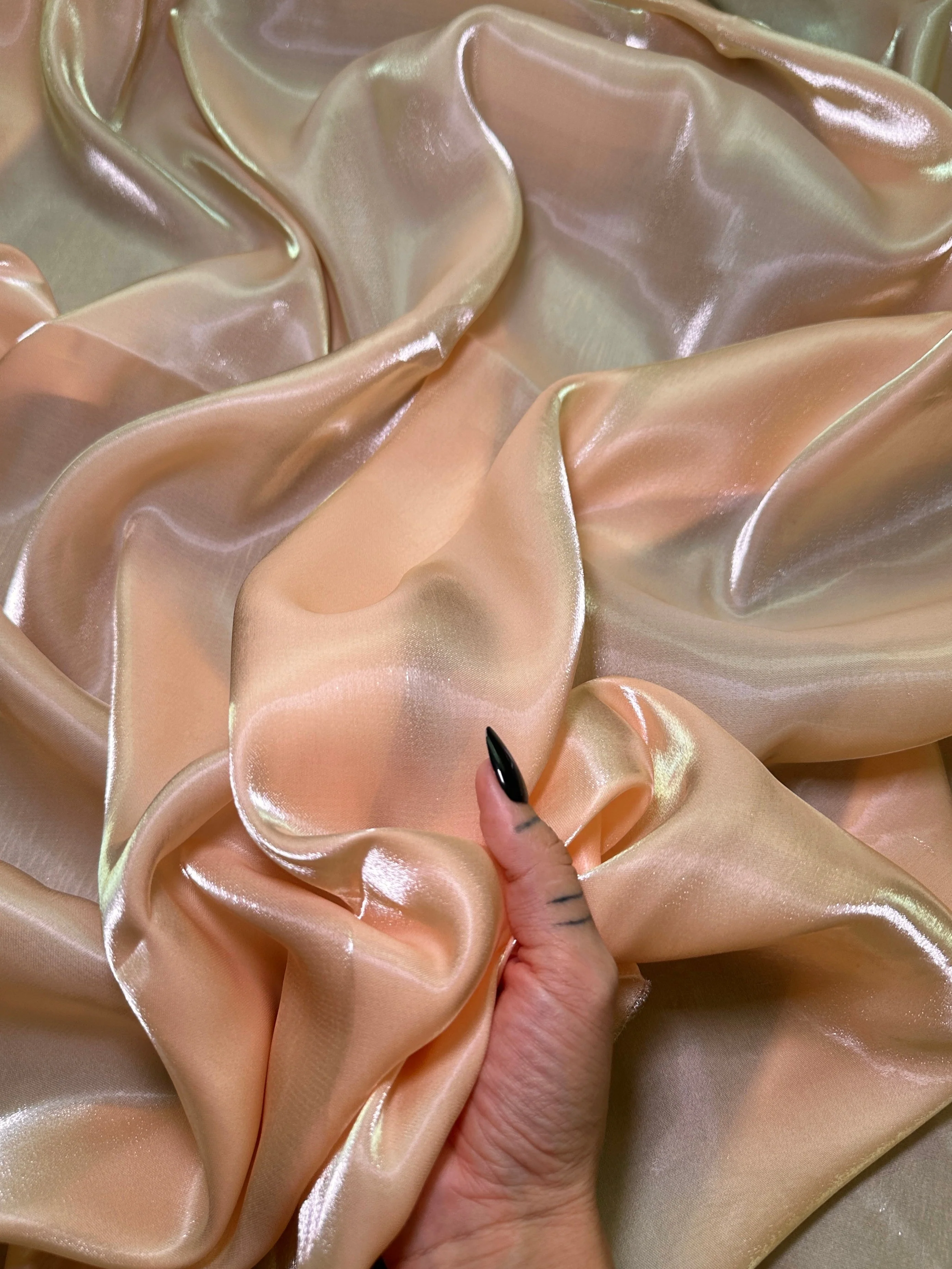 Peach Water Liquid Shimmery Chiffon - Image 6