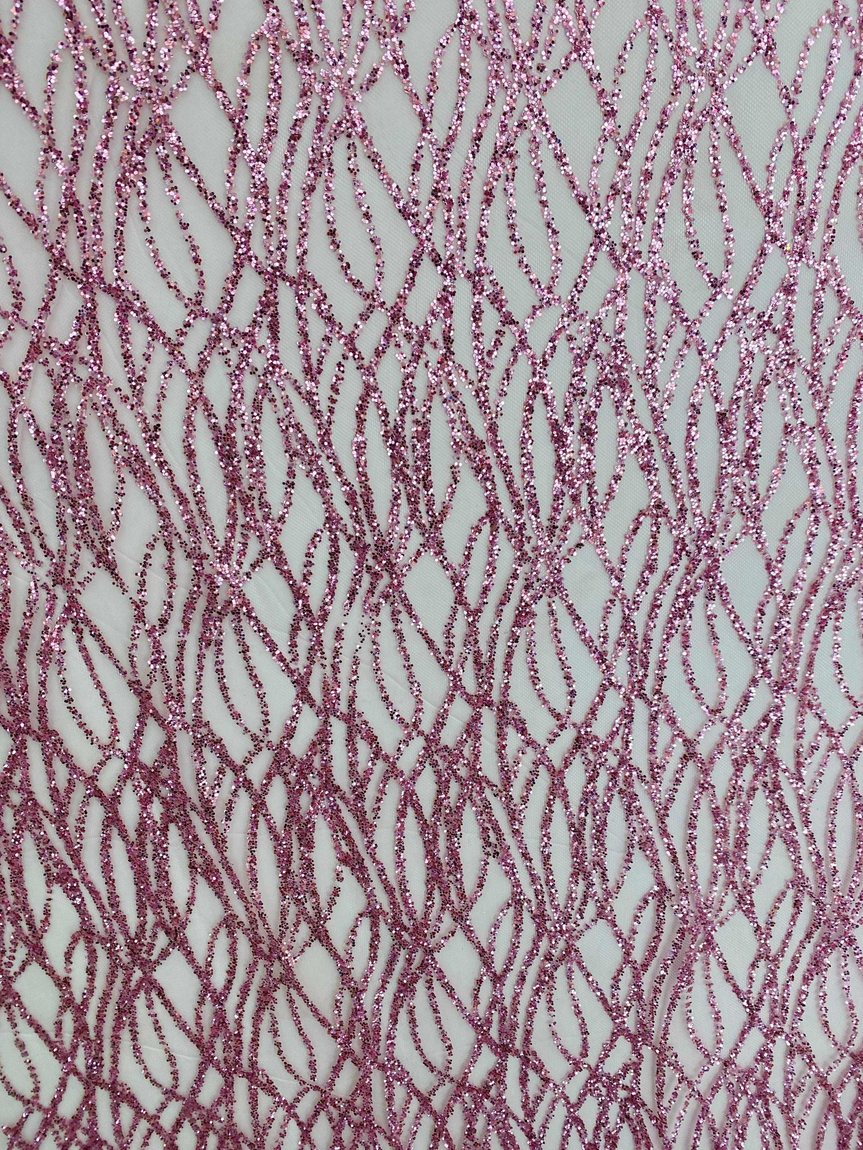 Pink Glitter Lace on Mesh - Image 2