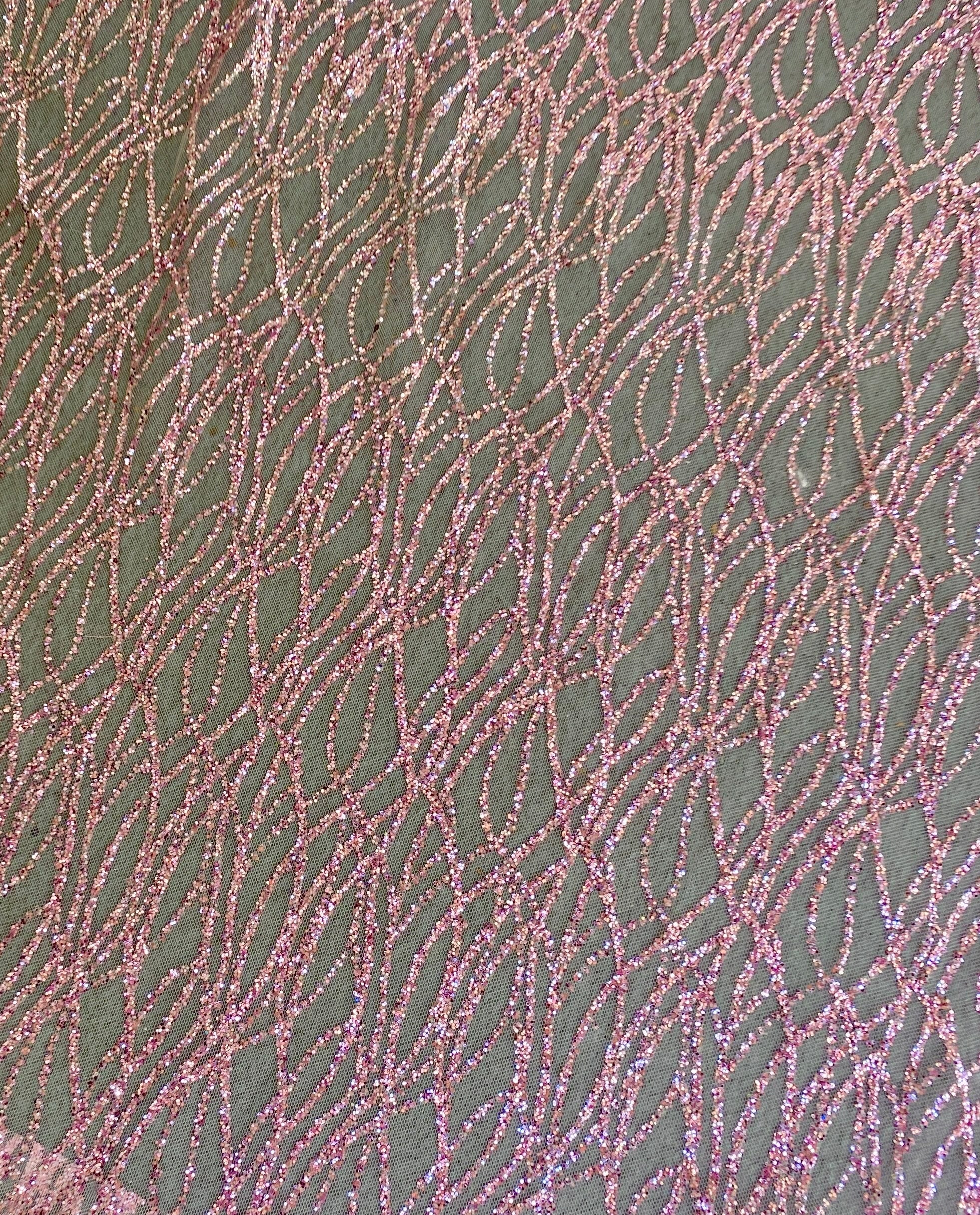Pink Glitter Lace on Mesh - Image 6