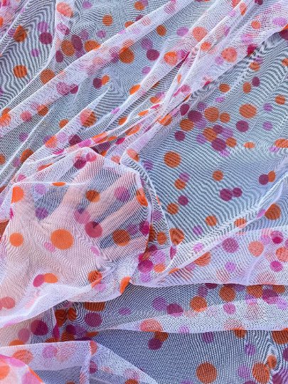 Pink Orange Polka Dot Tulle - Image 4