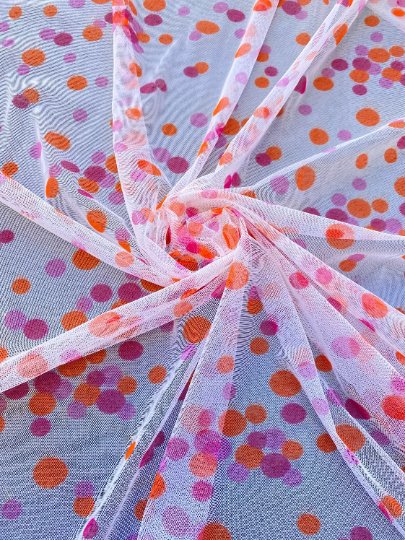 Pink Orange Polka Dot Tulle - Image 5