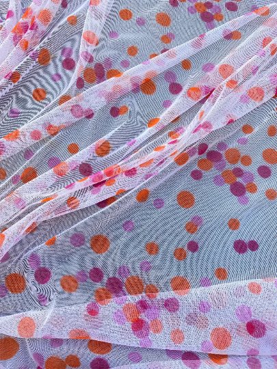 Pink Orange Polka Dot Tulle - Image 6