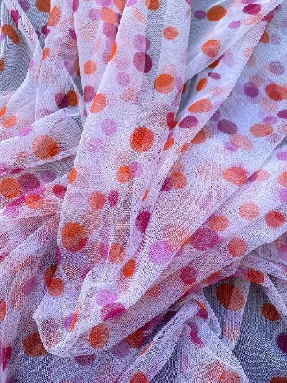 Pink Orange Polka Dot Tulle - Image 7