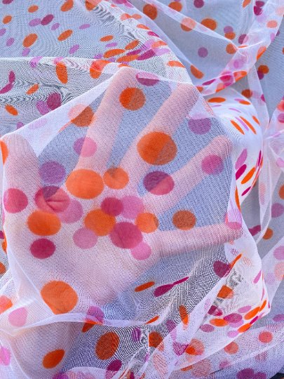 Pink Orange Polka Dot Tulle - Image 8