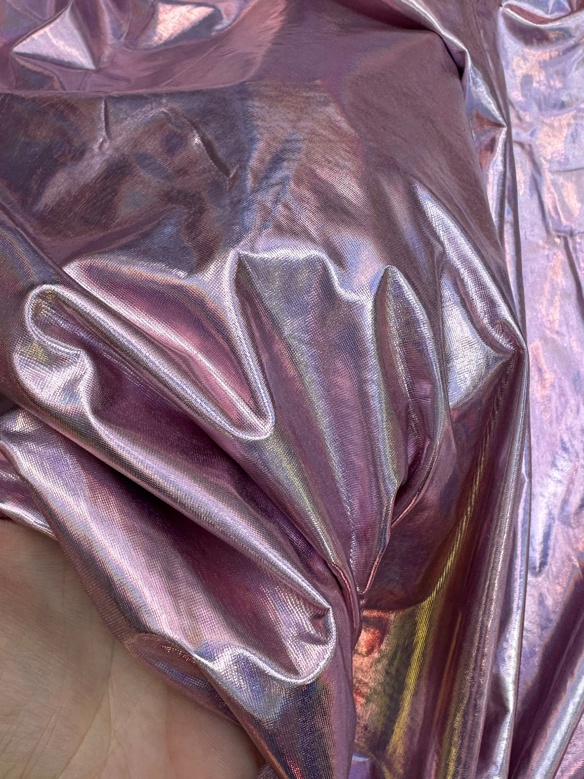Pink Reflective Coated Spandex Pleather - Image 5