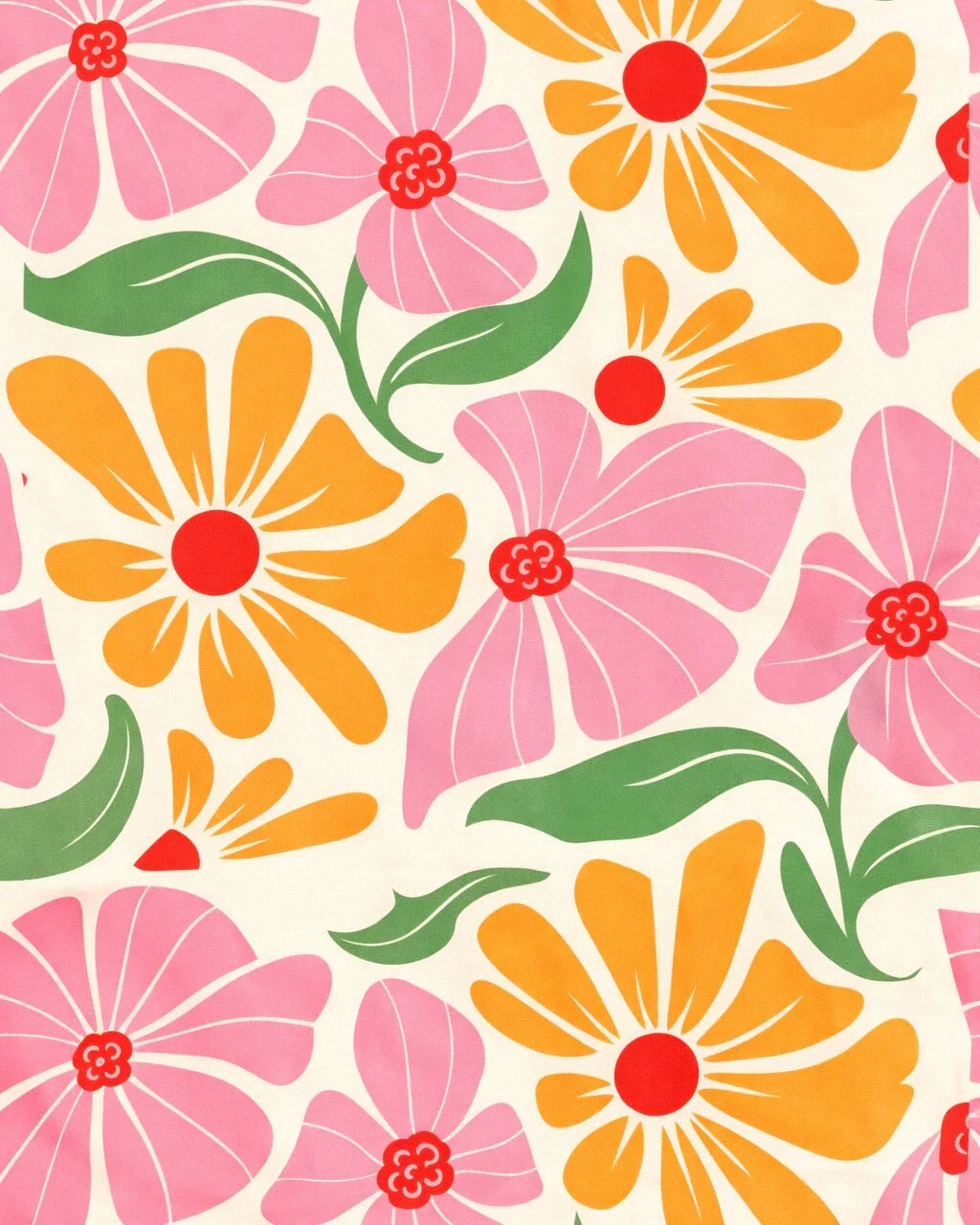 Pink Retro Blossom Flower Nylon Spandex