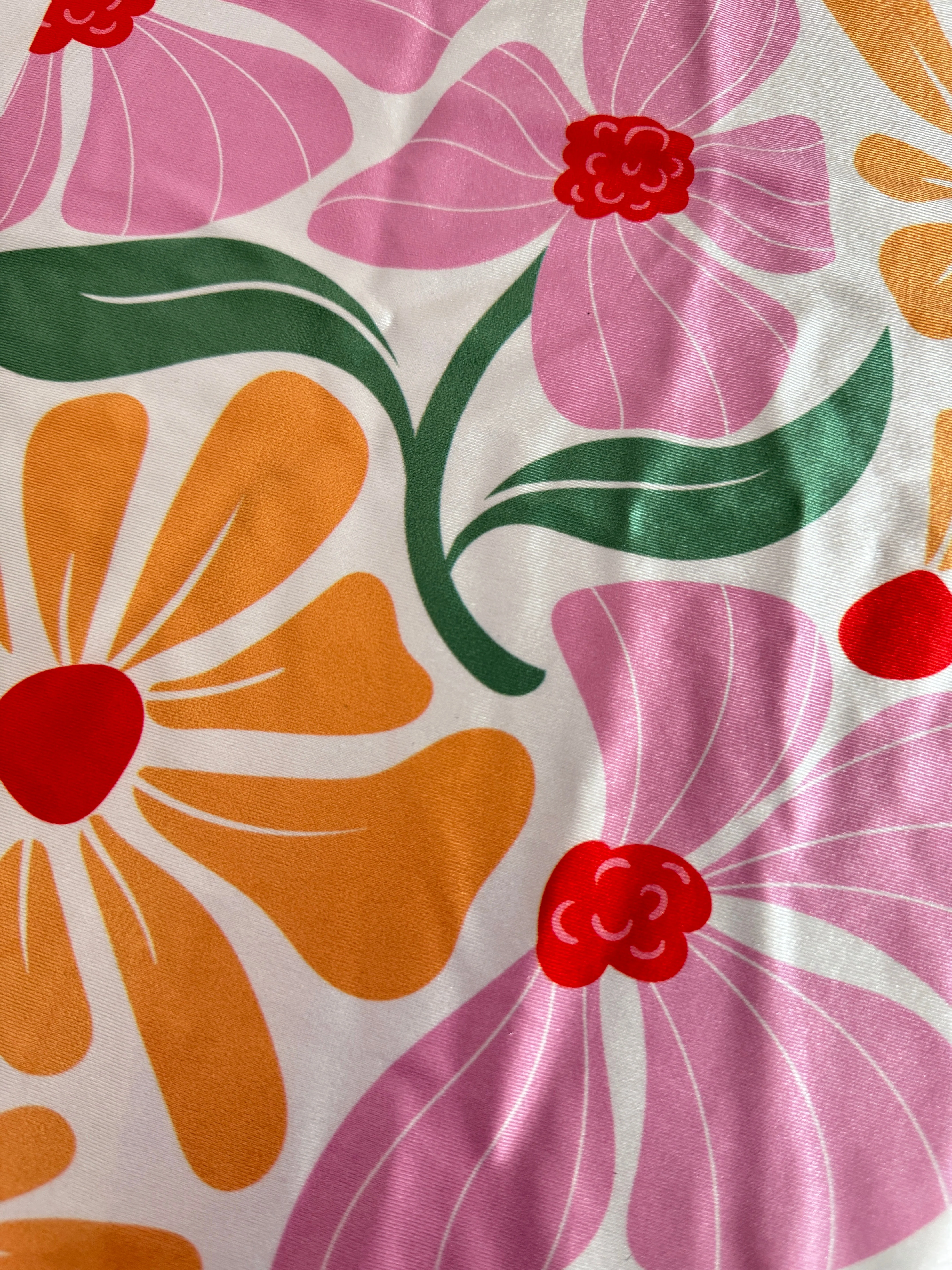 Pink Retro Blossom Flower Nylon Spandex - Image 2