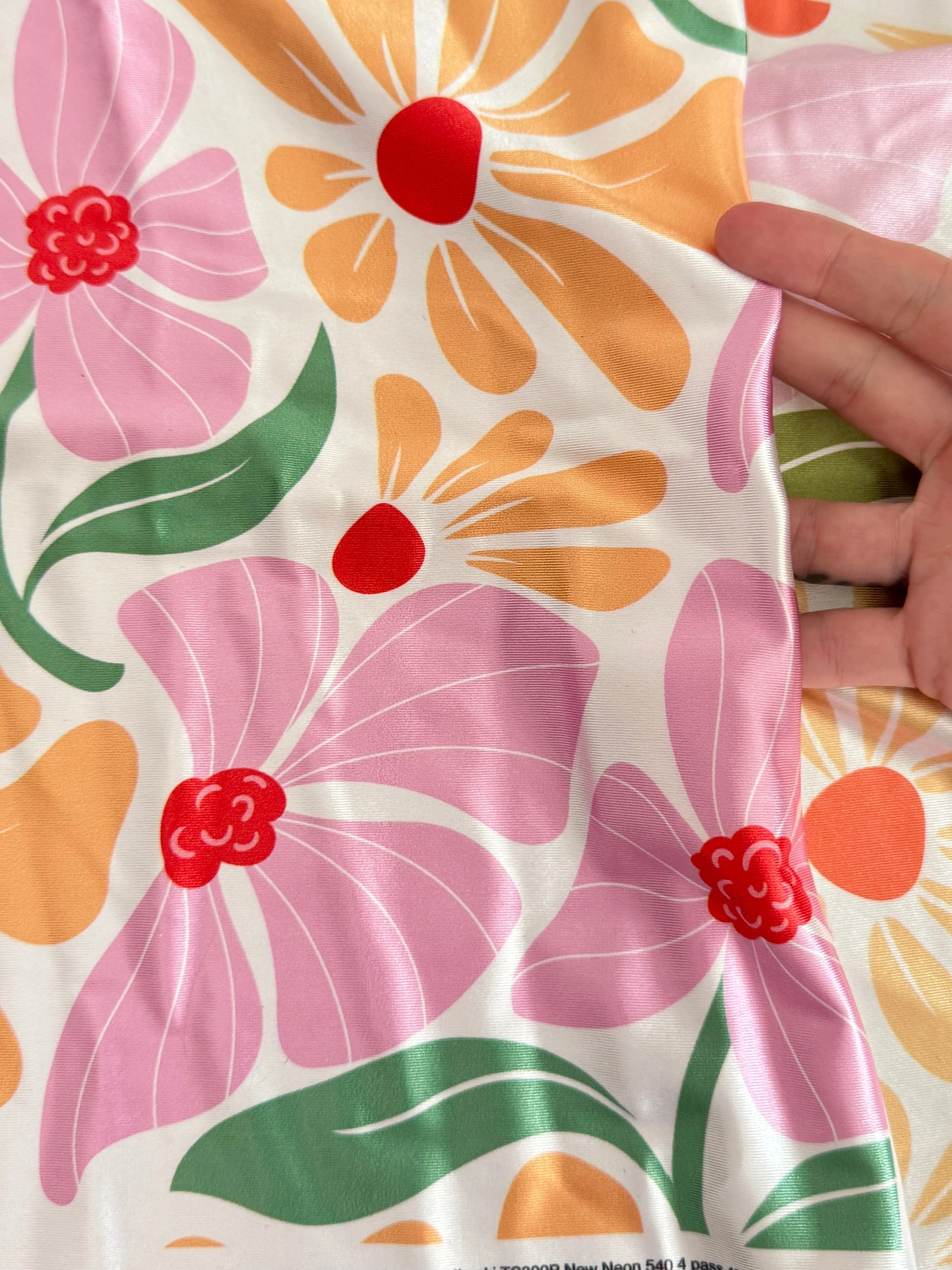 Pink Retro Blossom Flower Nylon Spandex - Image 3