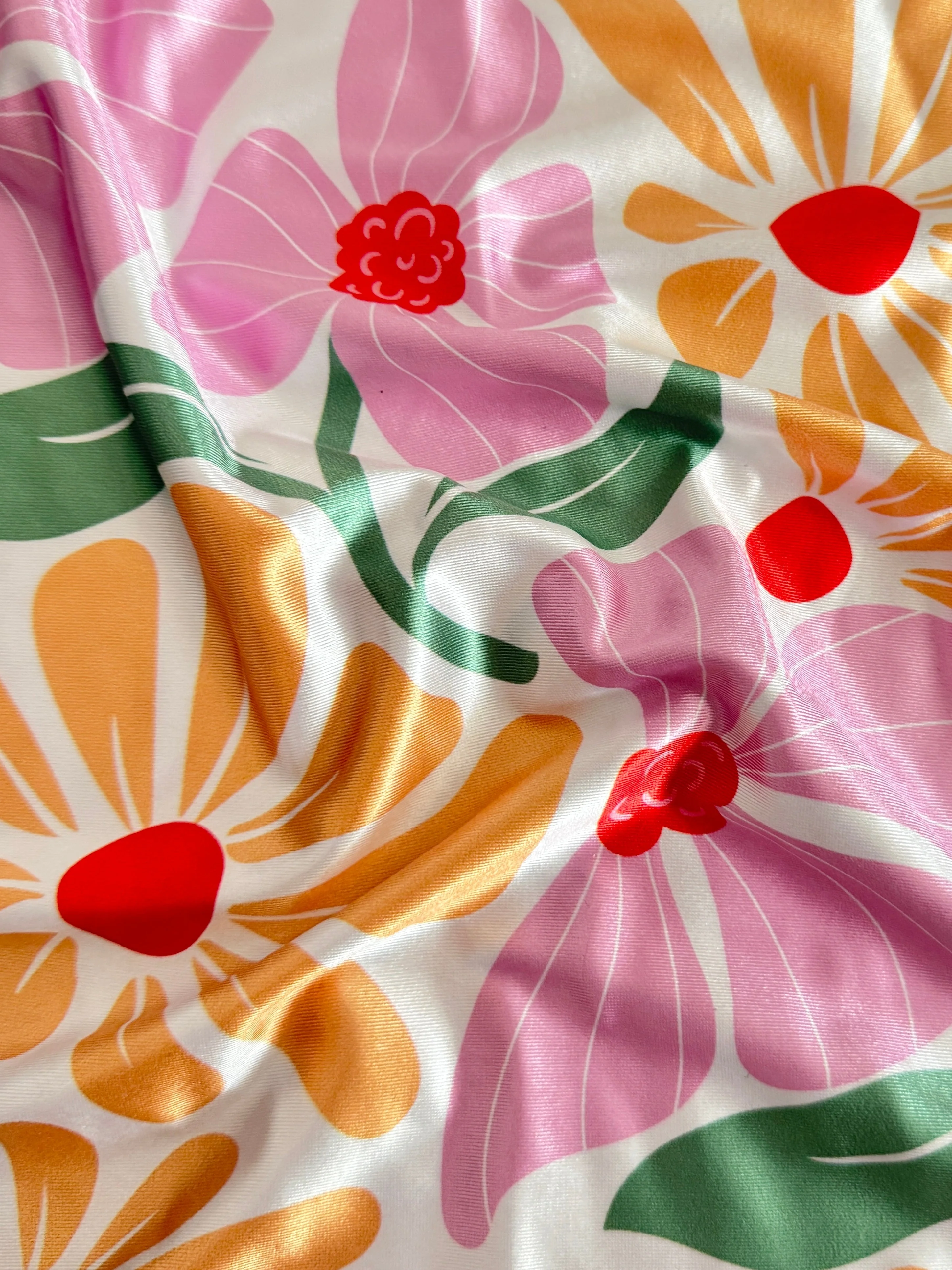 Pink Retro Blossom Flower Nylon Spandex - Image 5