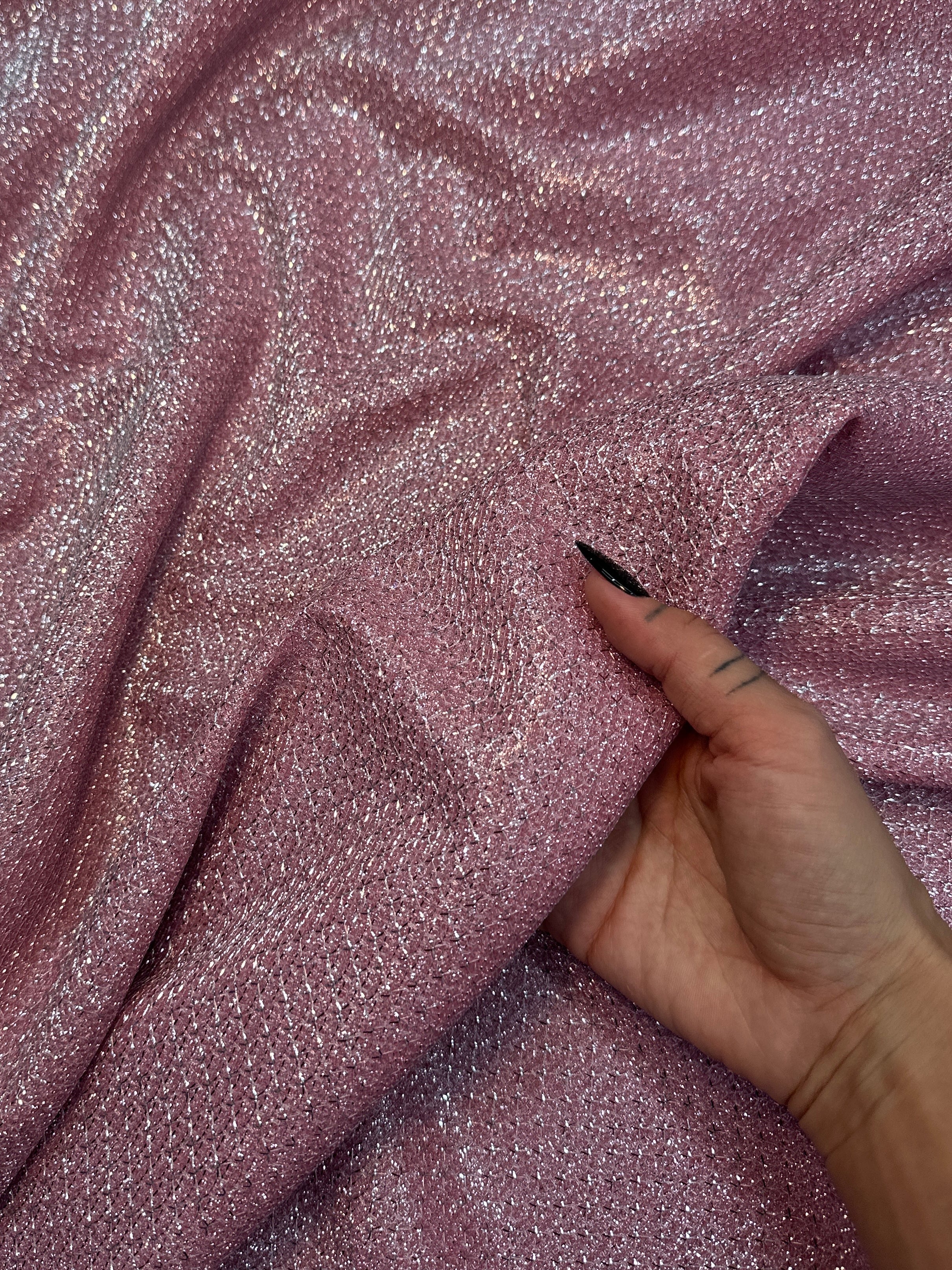 Pink Crackle Shimmery Lurex - Image 2