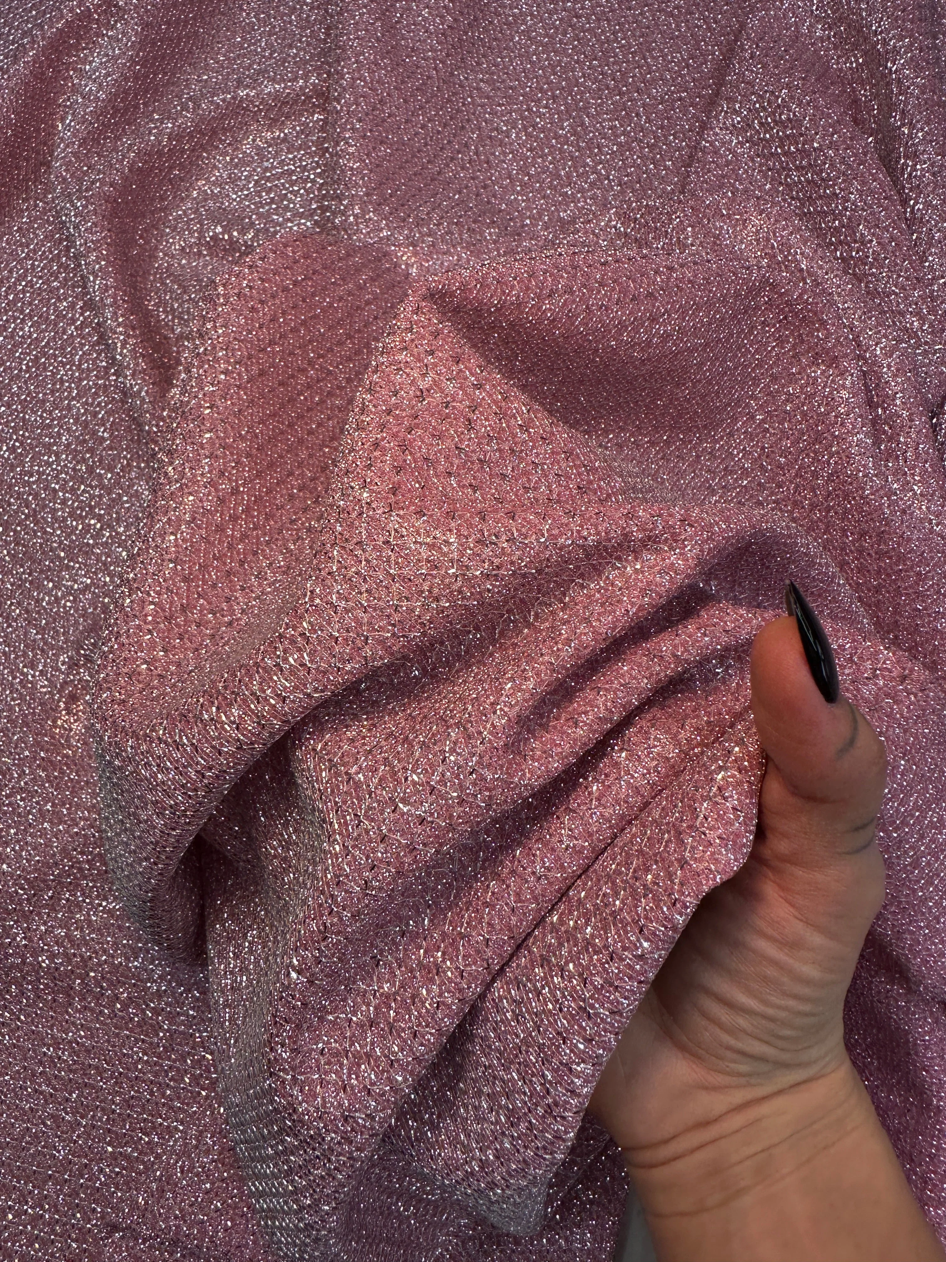 Pink Crackle Shimmery Lurex - Image 3