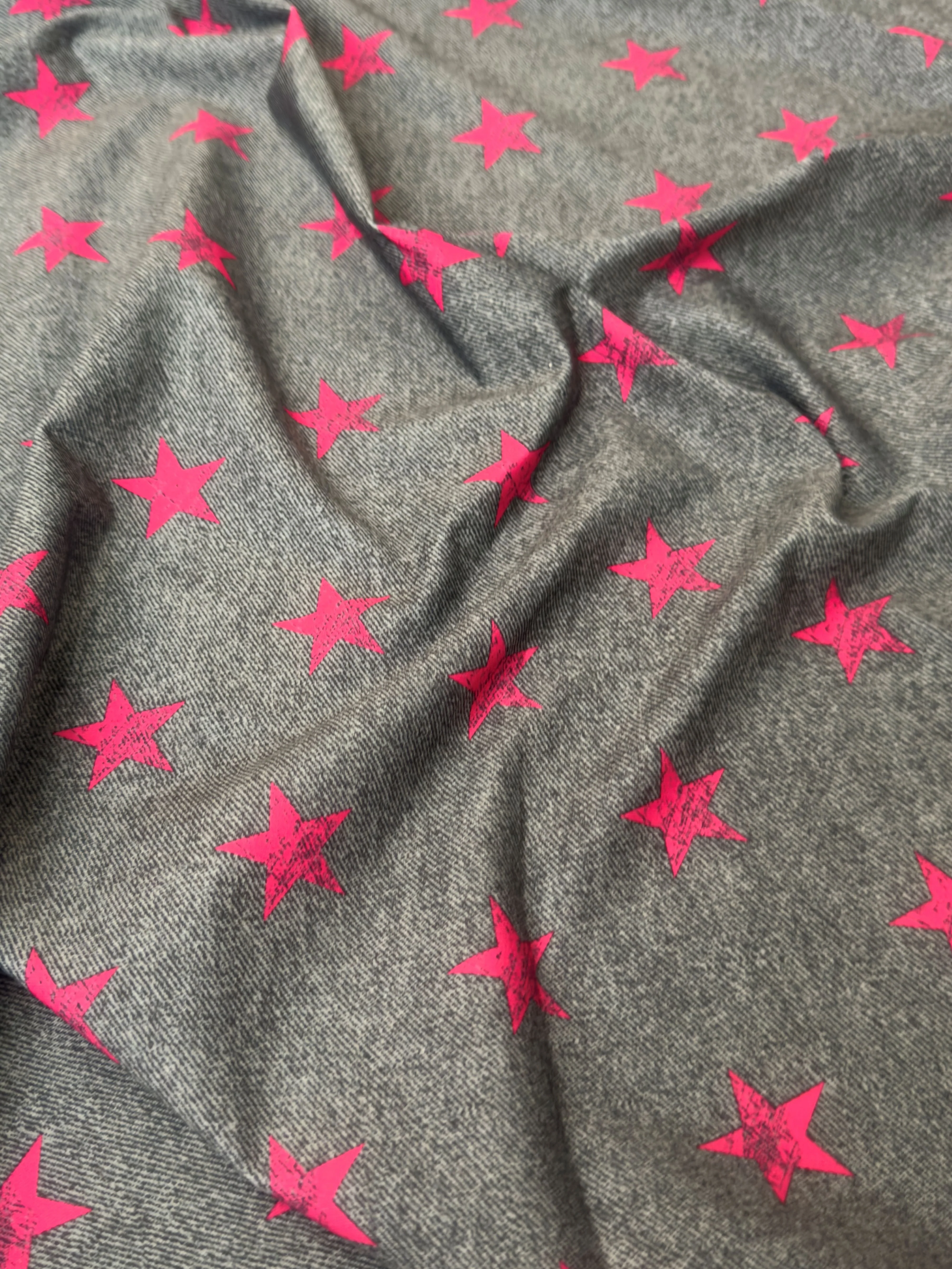 Pink Stars on Gray Nylon Spandex - Image 5