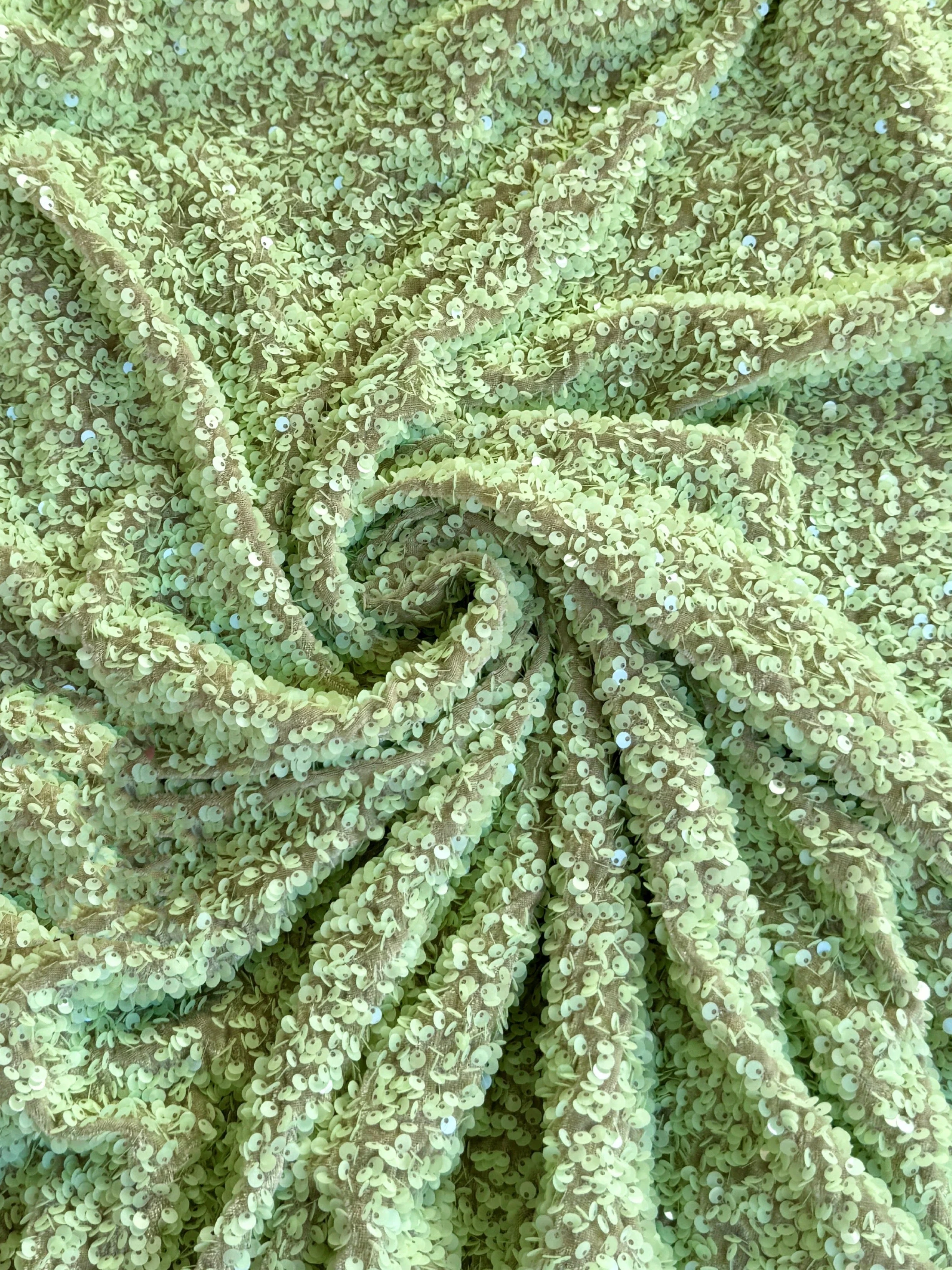Pistachio Green Sequin on Velvet - Image 10