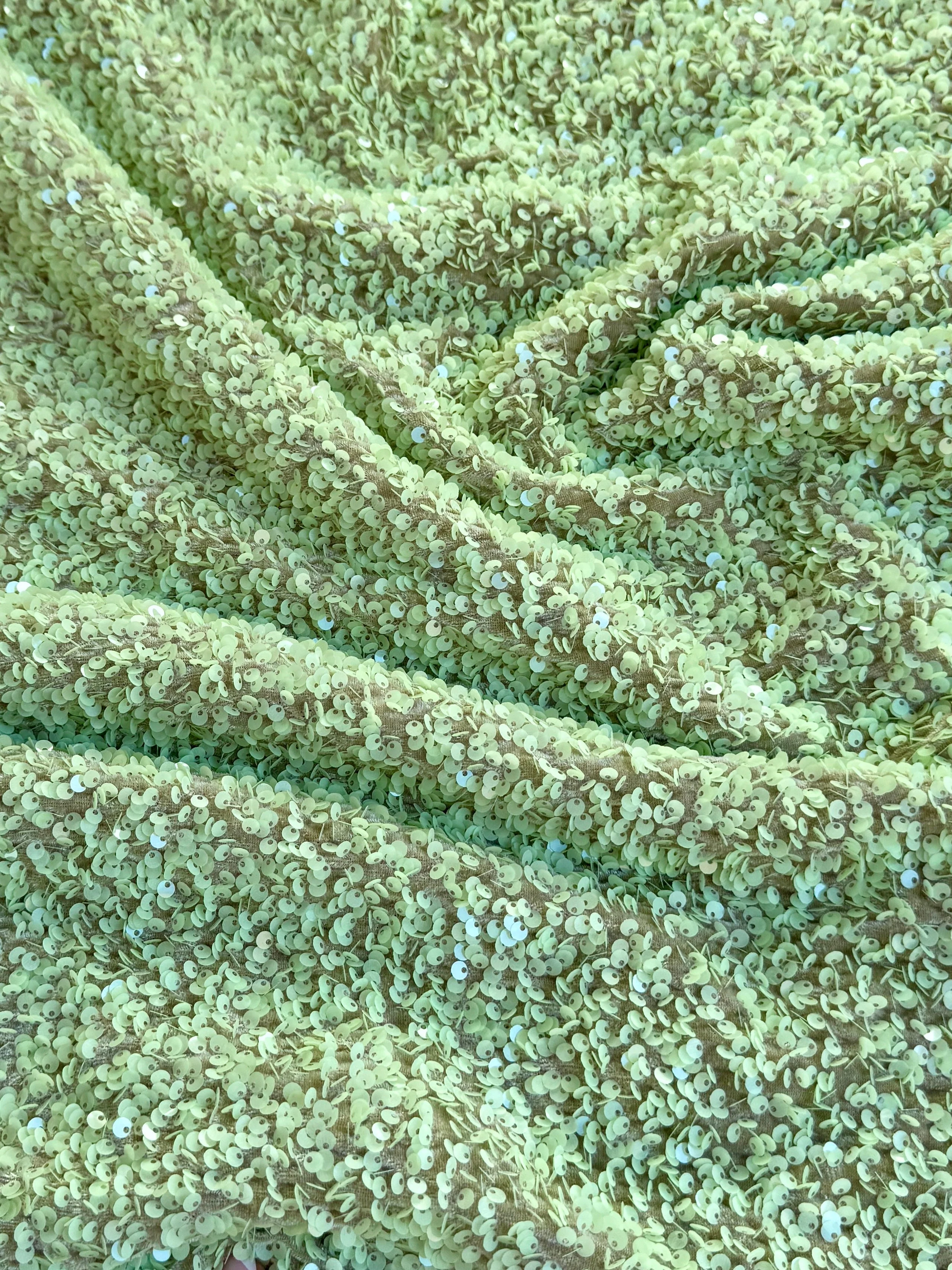 Pistachio Green Sequin on Velvet - Image 4