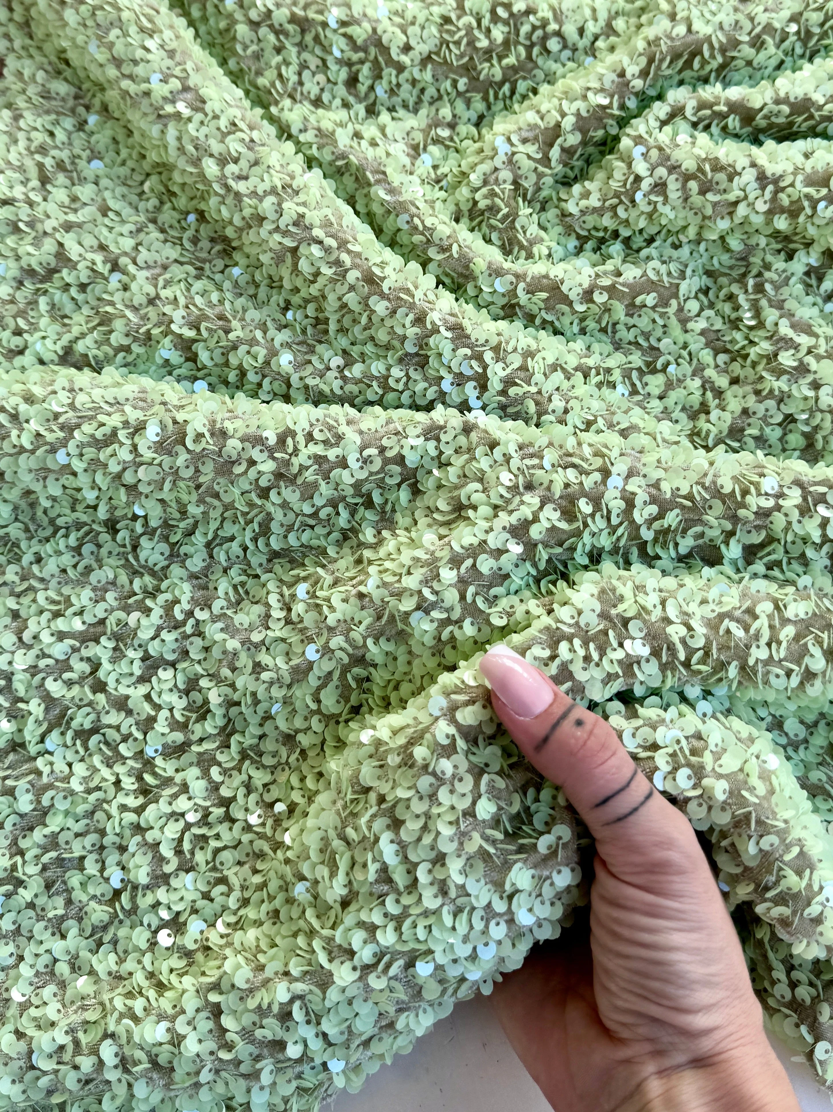 Pistachio Green Sequin on Velvet - Image 6