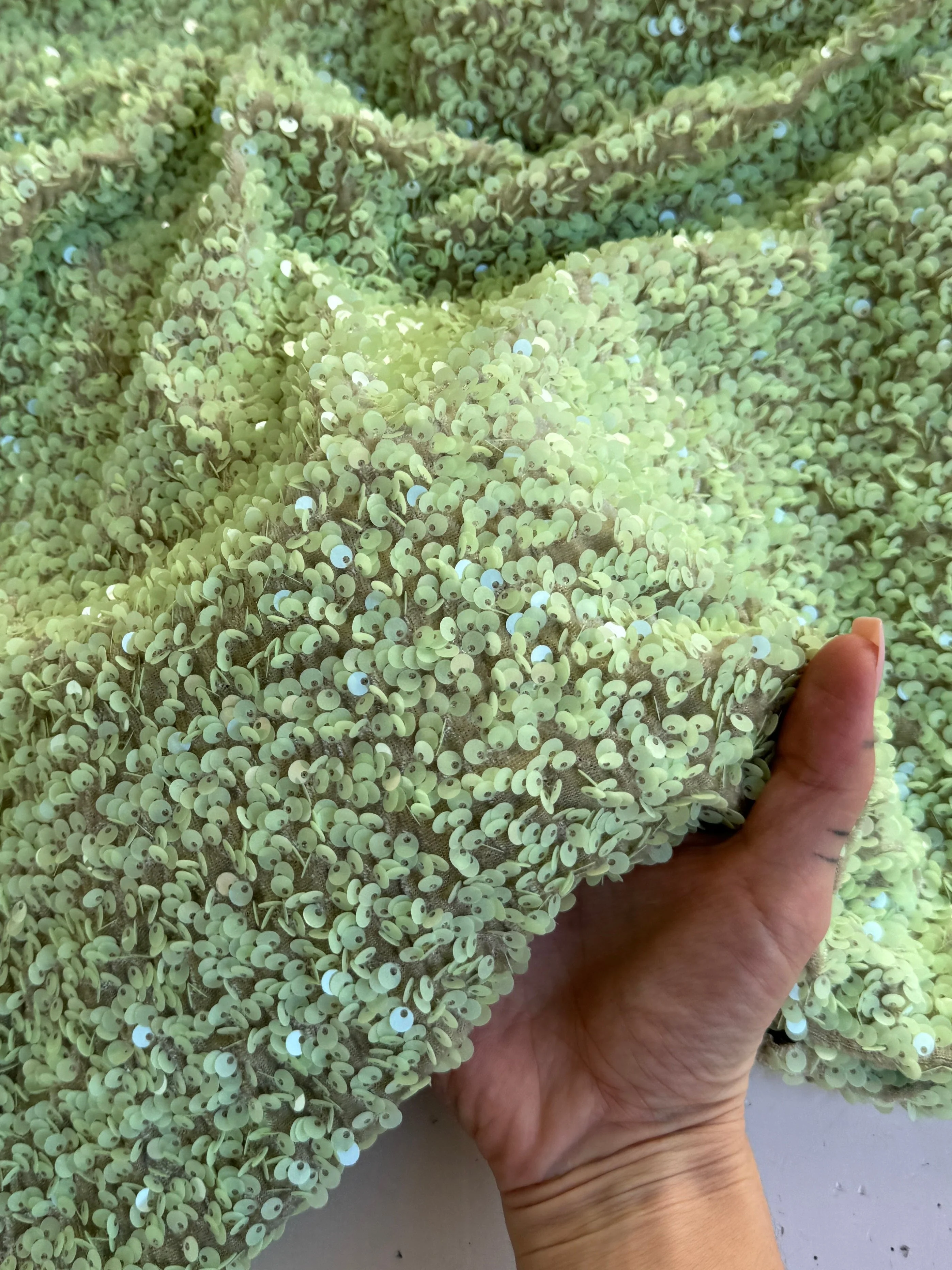 Pistachio Green Sequin on Velvet - Image 7