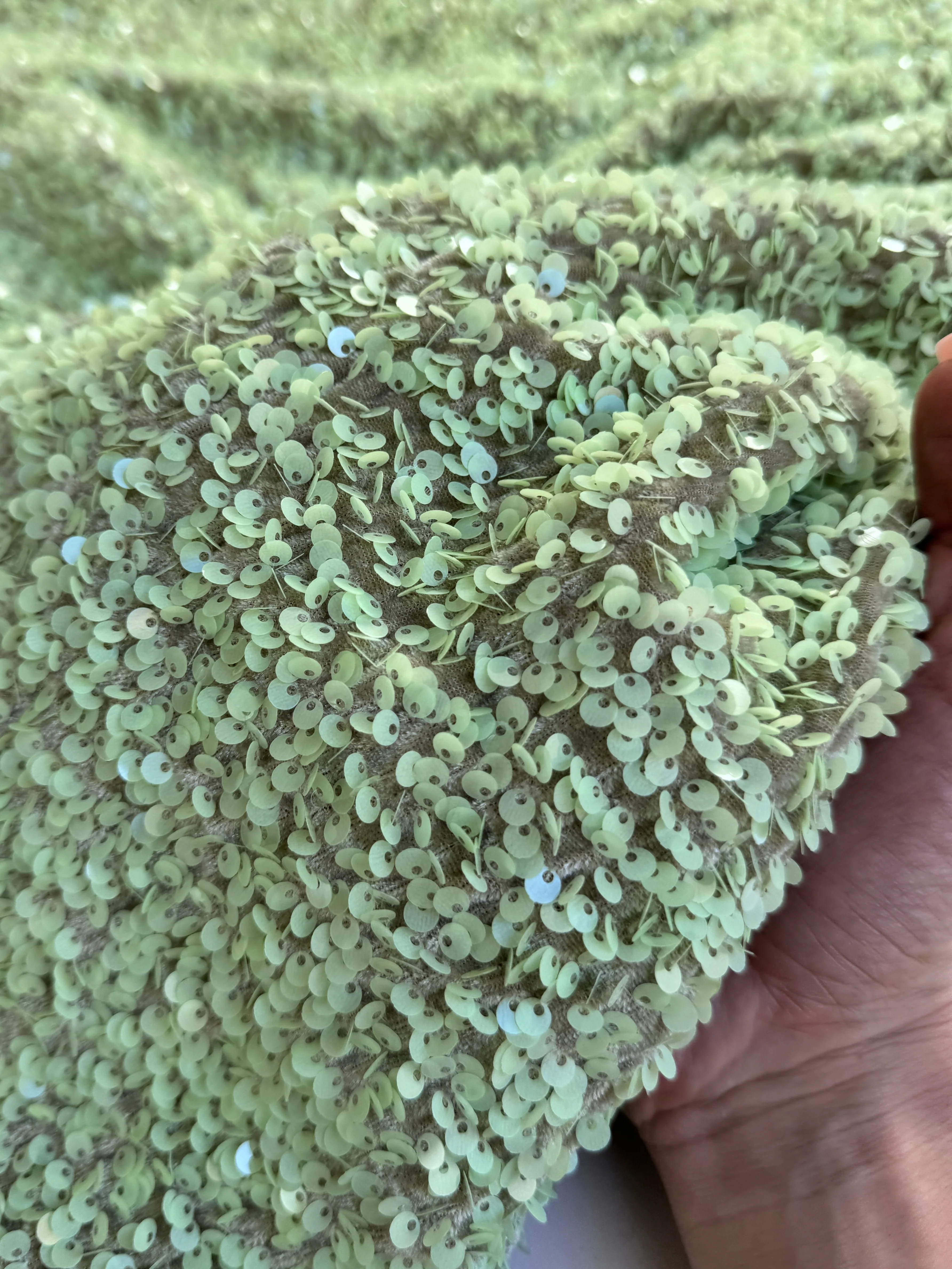 Pistachio Green Sequin on Velvet - Image 8