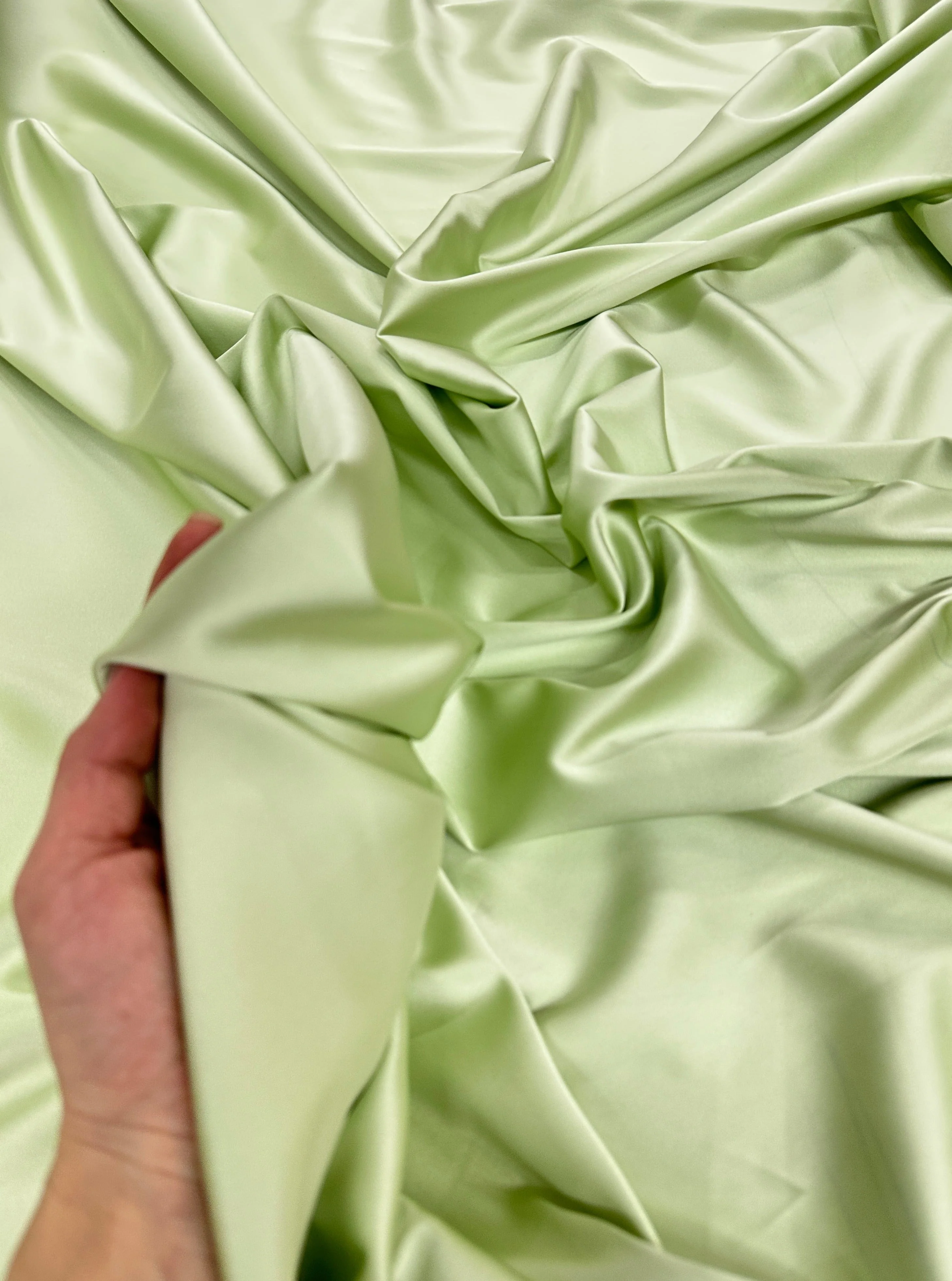Pistachio Stretch Crepe Back Satin - Image 4
