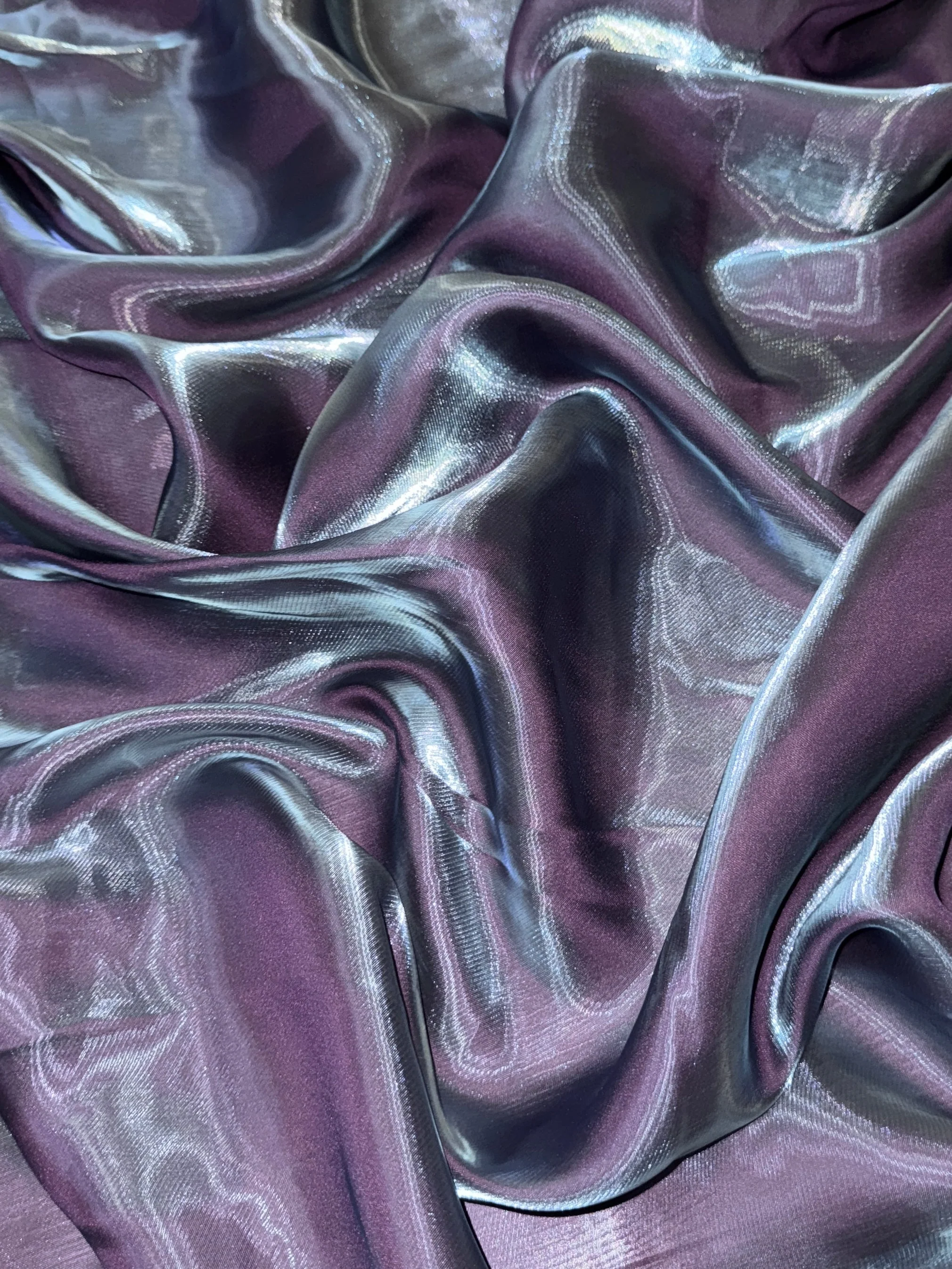 Plum Iridescent Water Liquid Shimmery Chiffon