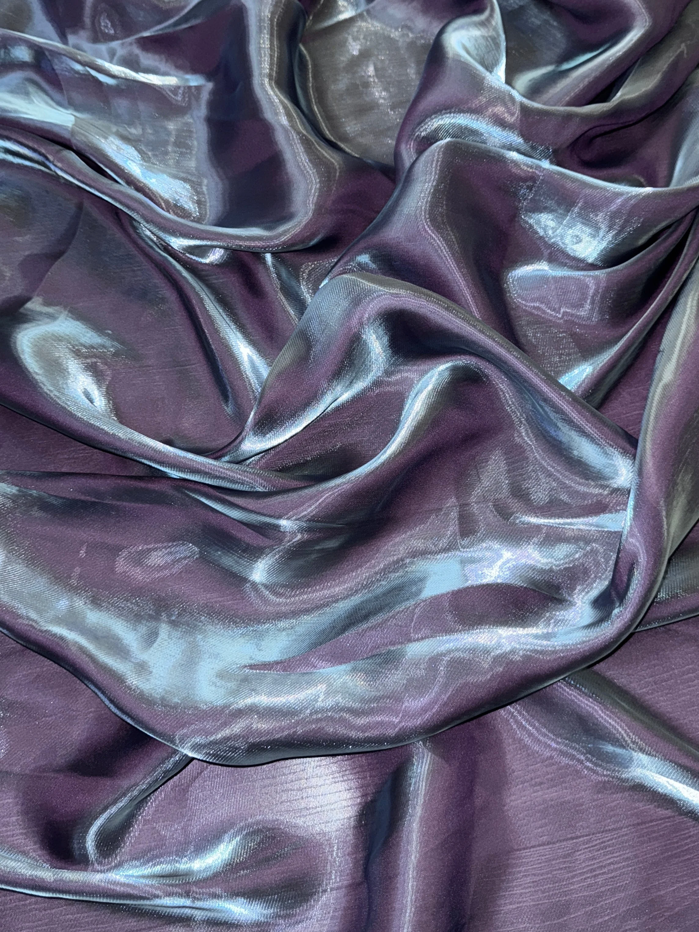 Plum Iridescent Water Liquid Shimmery Chiffon - Image 2