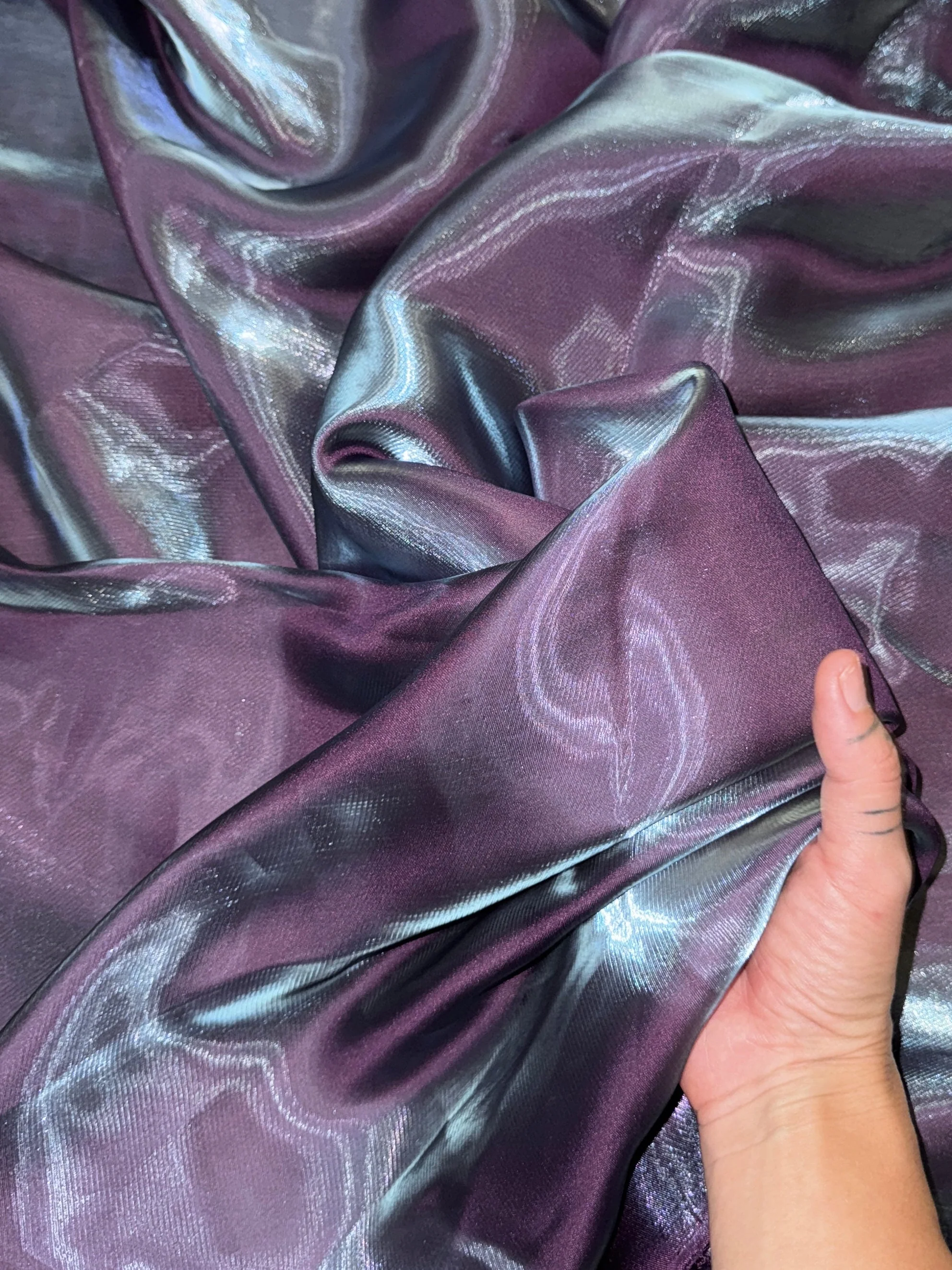Plum Iridescent Water Liquid Shimmery Chiffon - Image 4