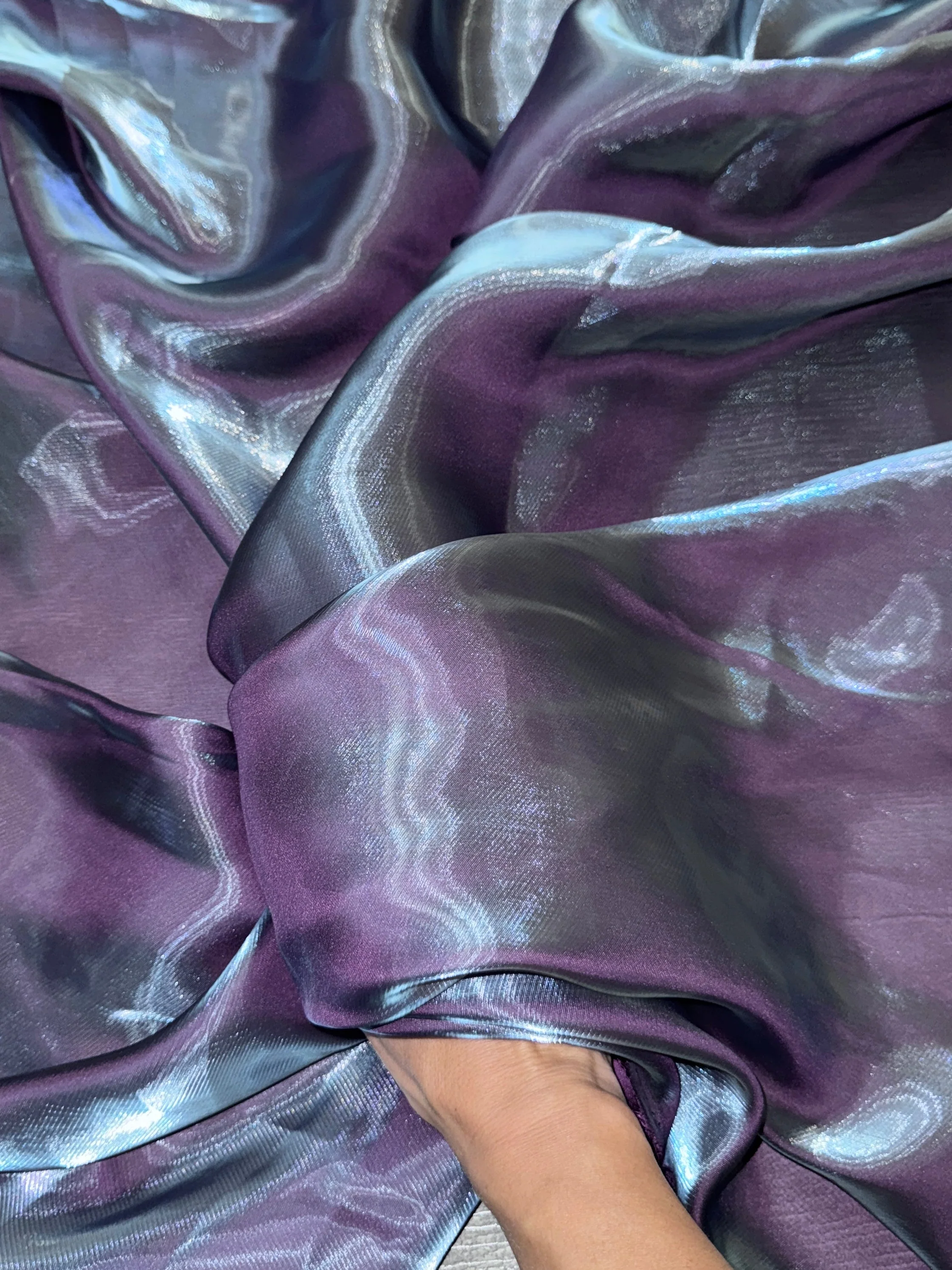 Plum Iridescent Water Liquid Shimmery Chiffon - Image 5