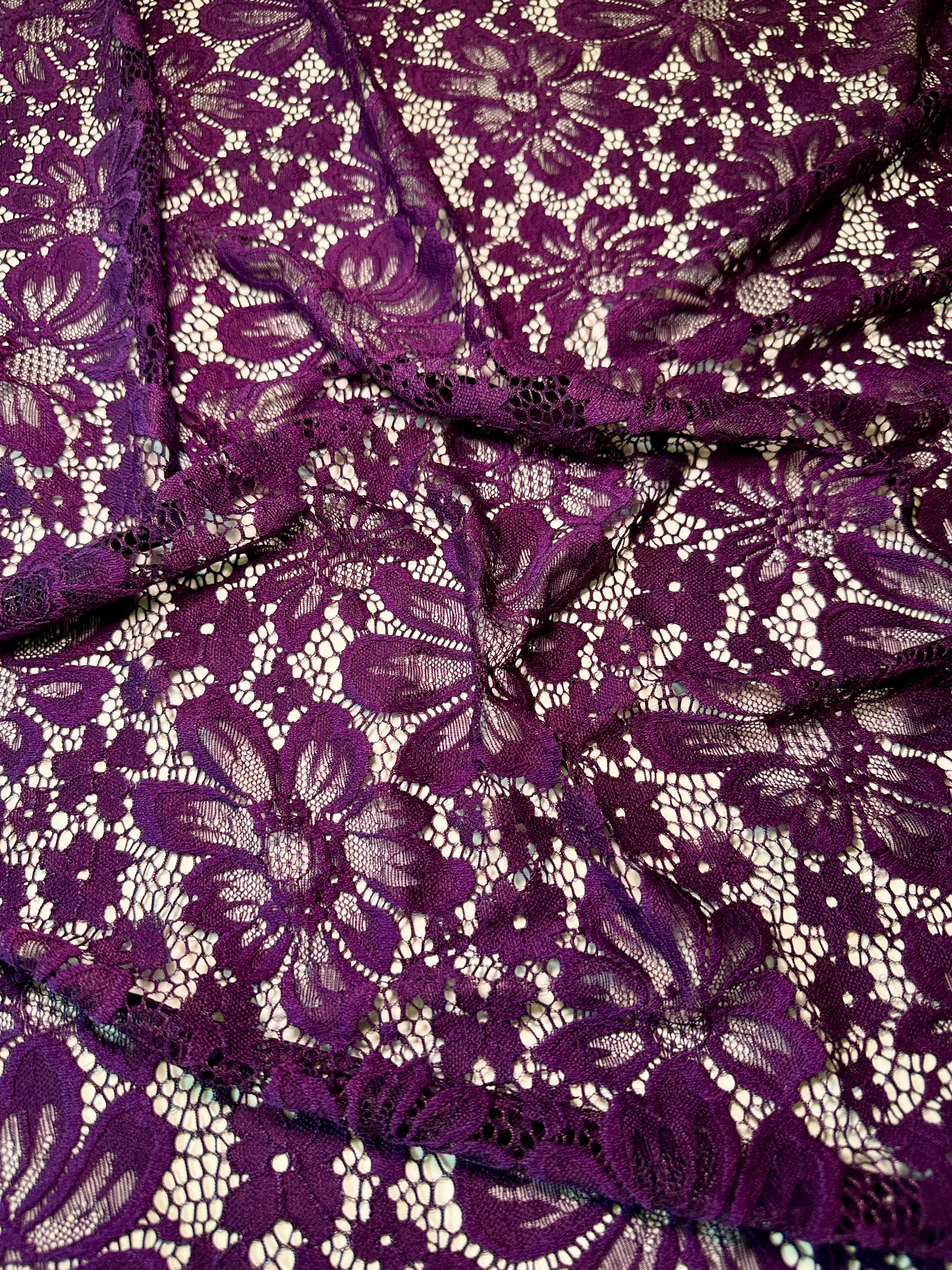 Purple Floral Chantilly Lace - Image 3
