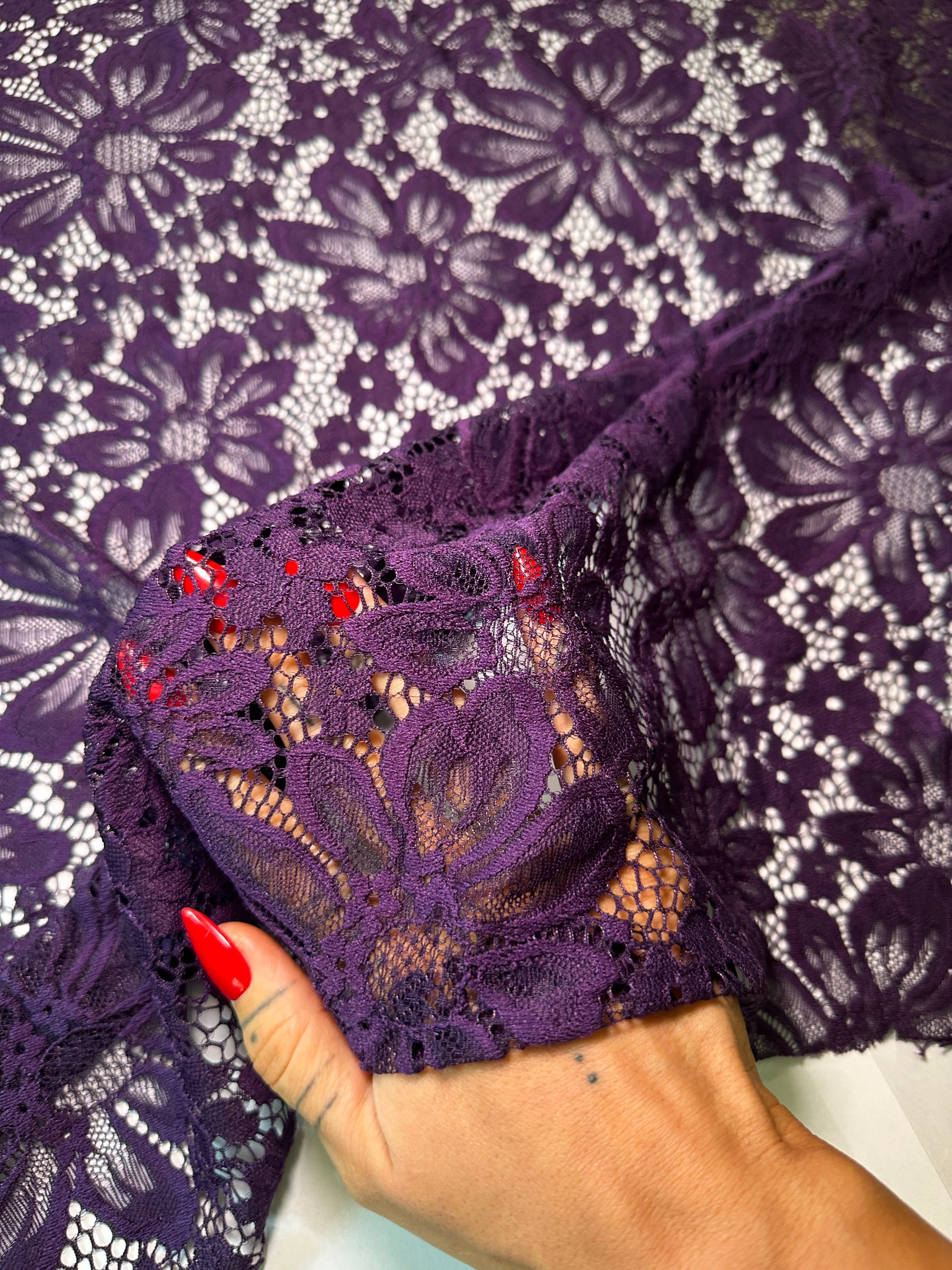 Purple Floral Chantilly Lace - Image 6