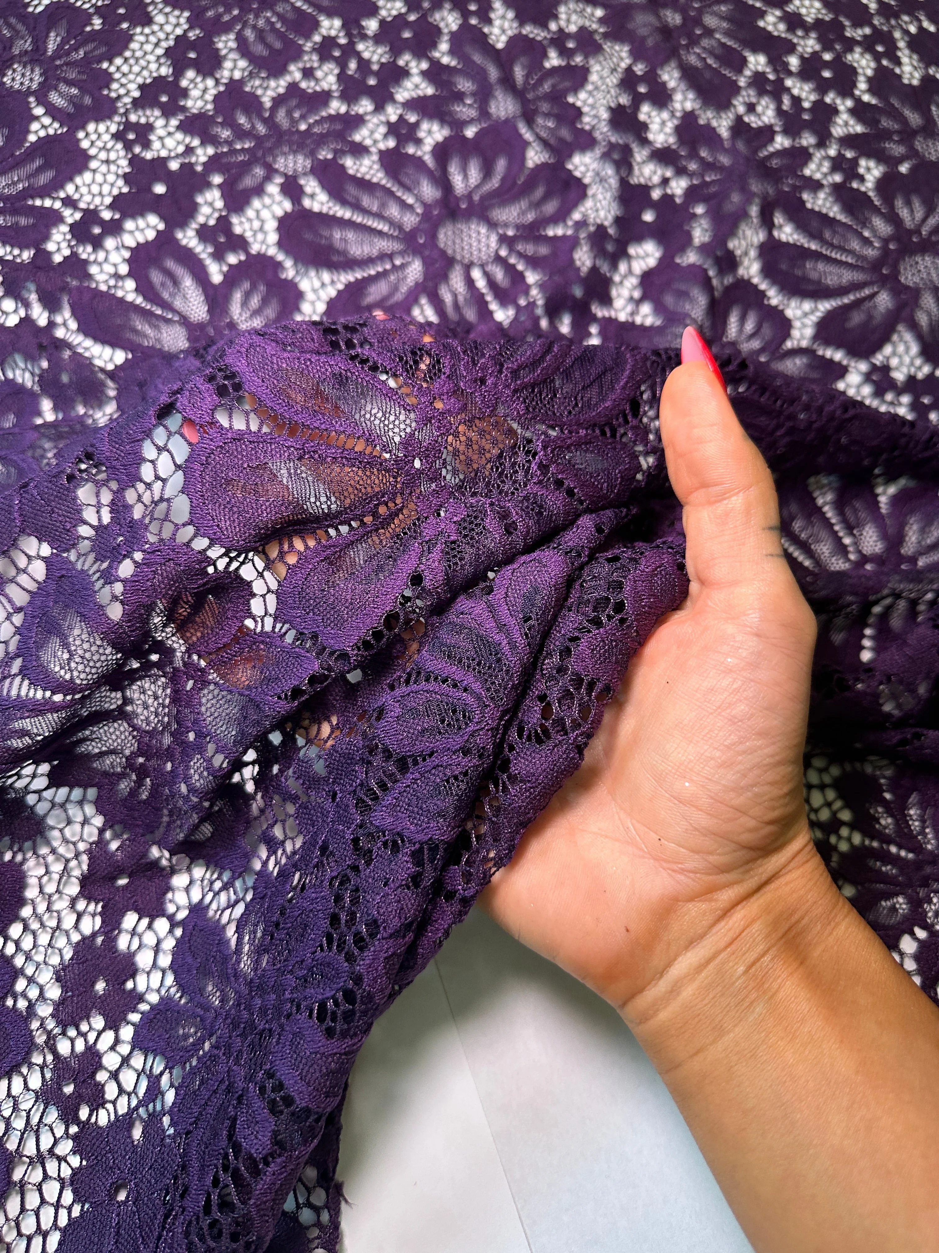 Purple Floral Chantilly Lace - Image 7