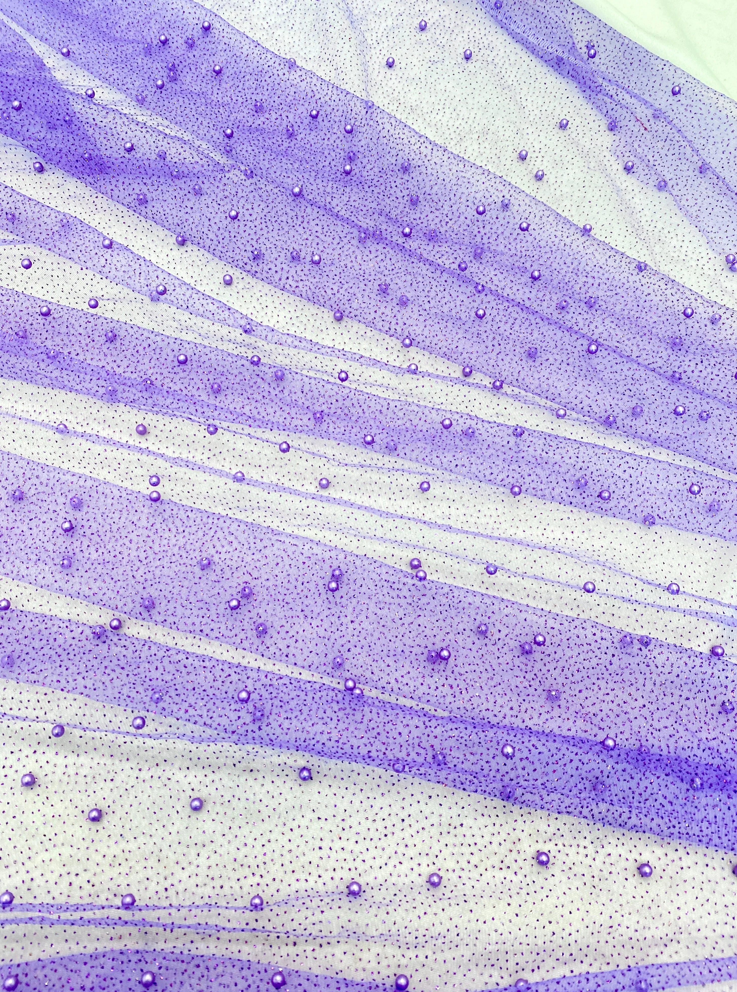 Lavender Pearl Beaded Glittery Mesh/Tulle - Image 4