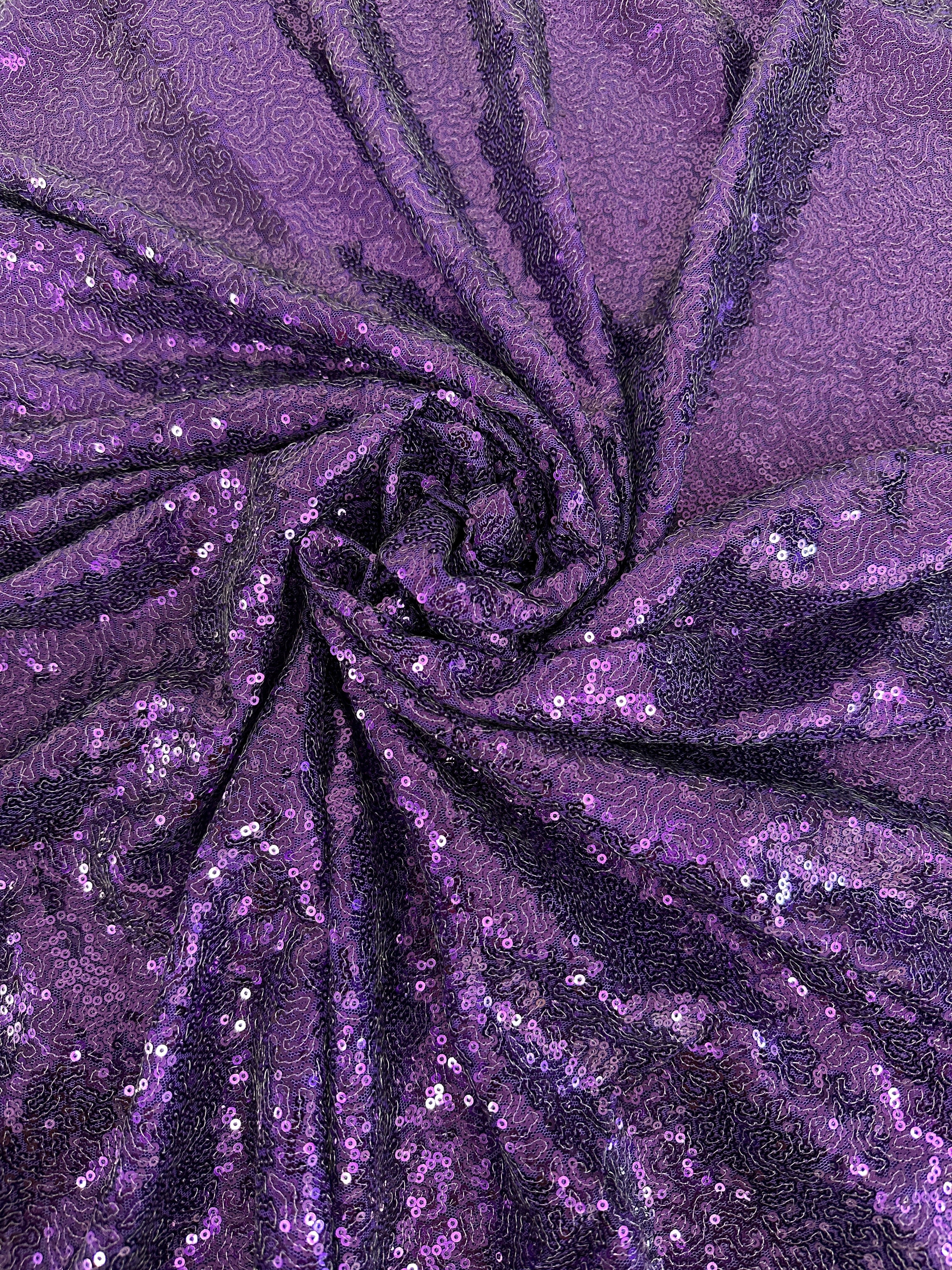 Purple Stretch Sequin on Mesh