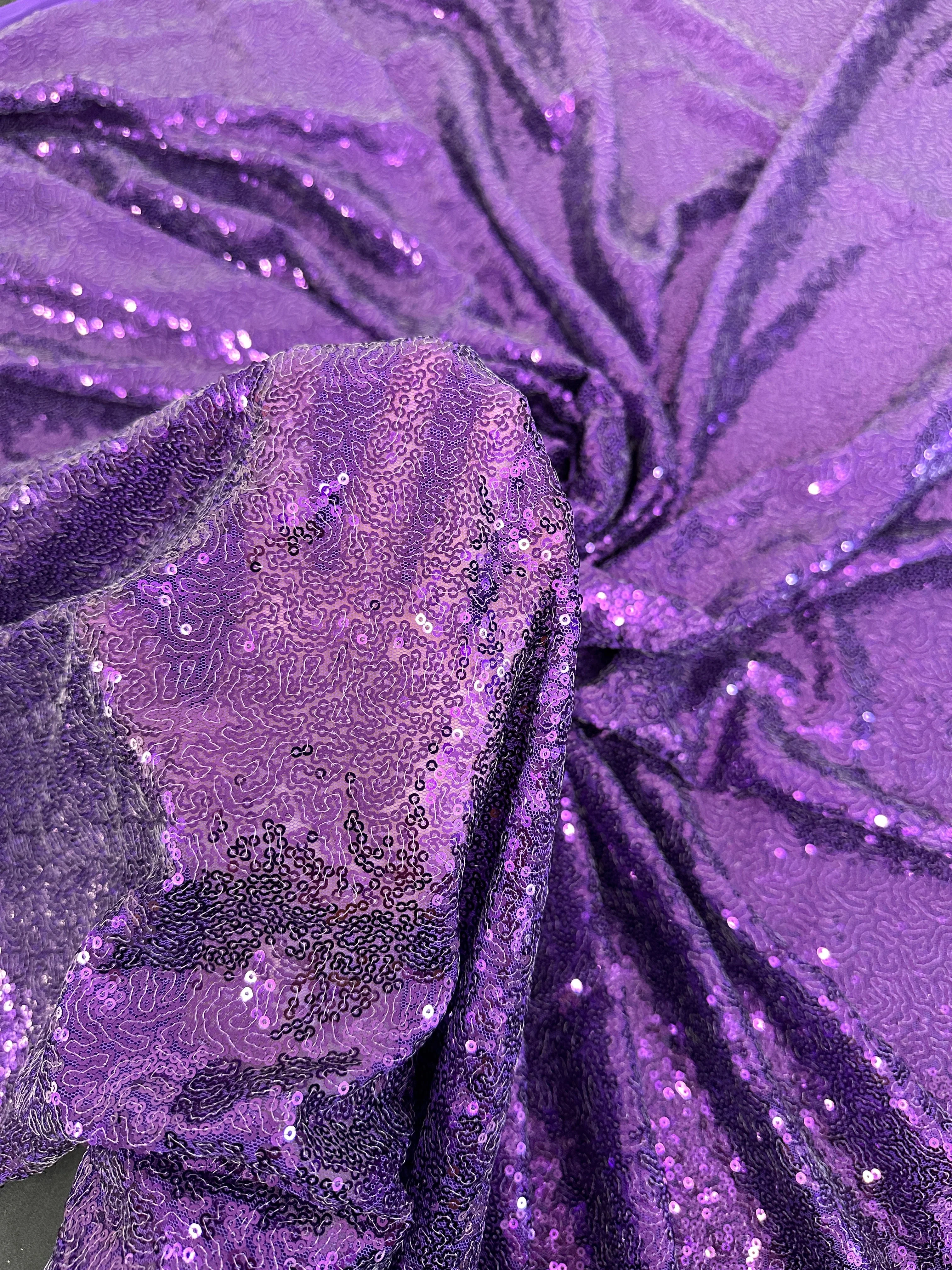 Purple Stretch Sequin on Mesh - Image 3