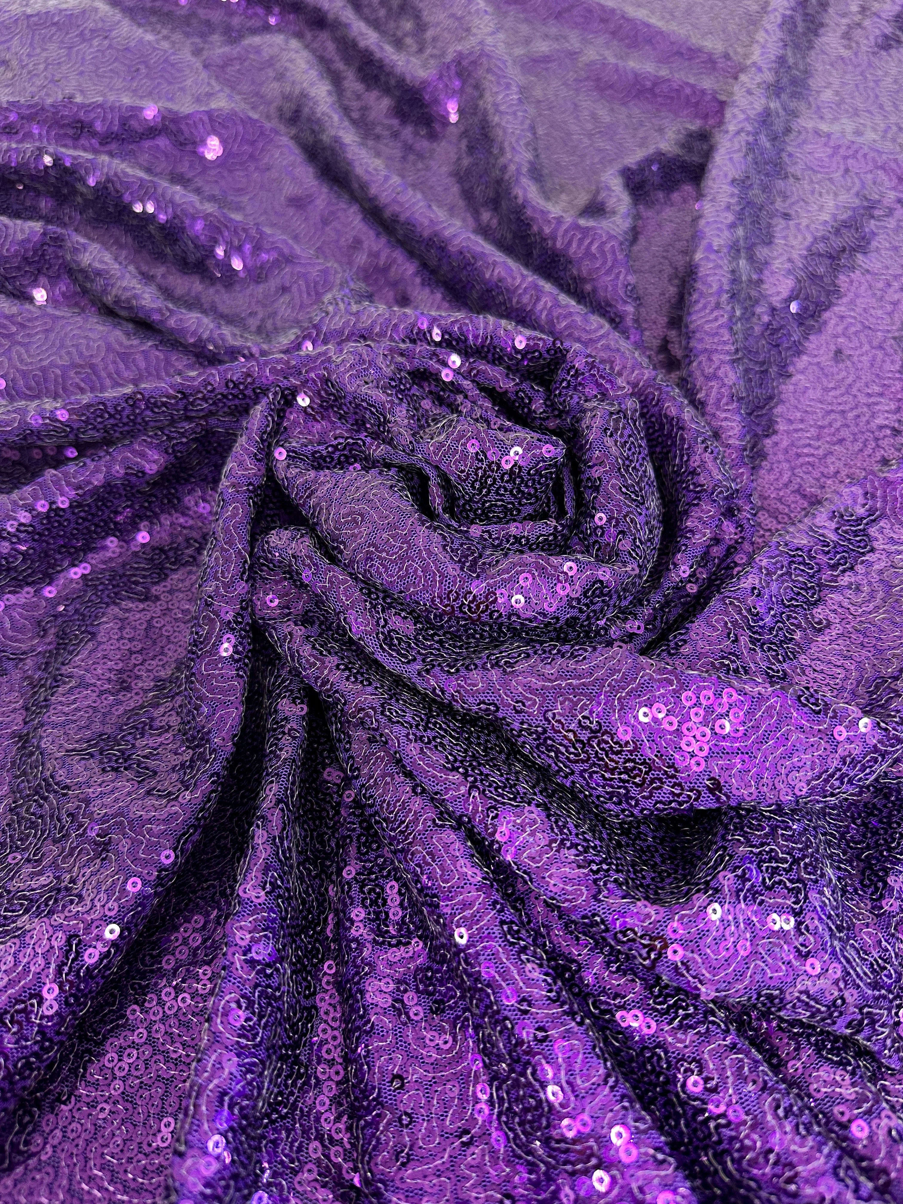 Purple Stretch Sequin on Mesh - Image 4