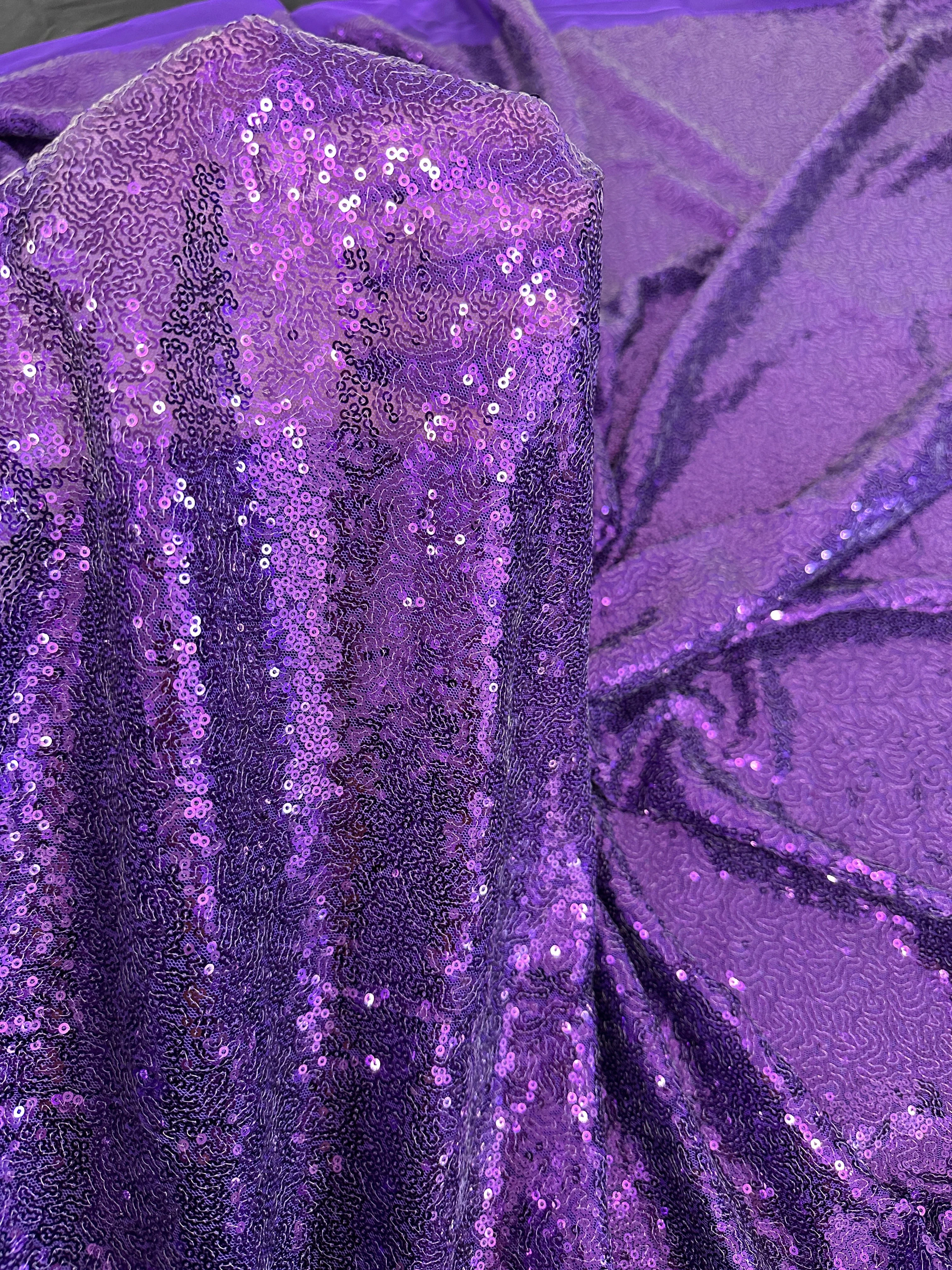 Purple Stretch Sequin on Mesh - Image 2
