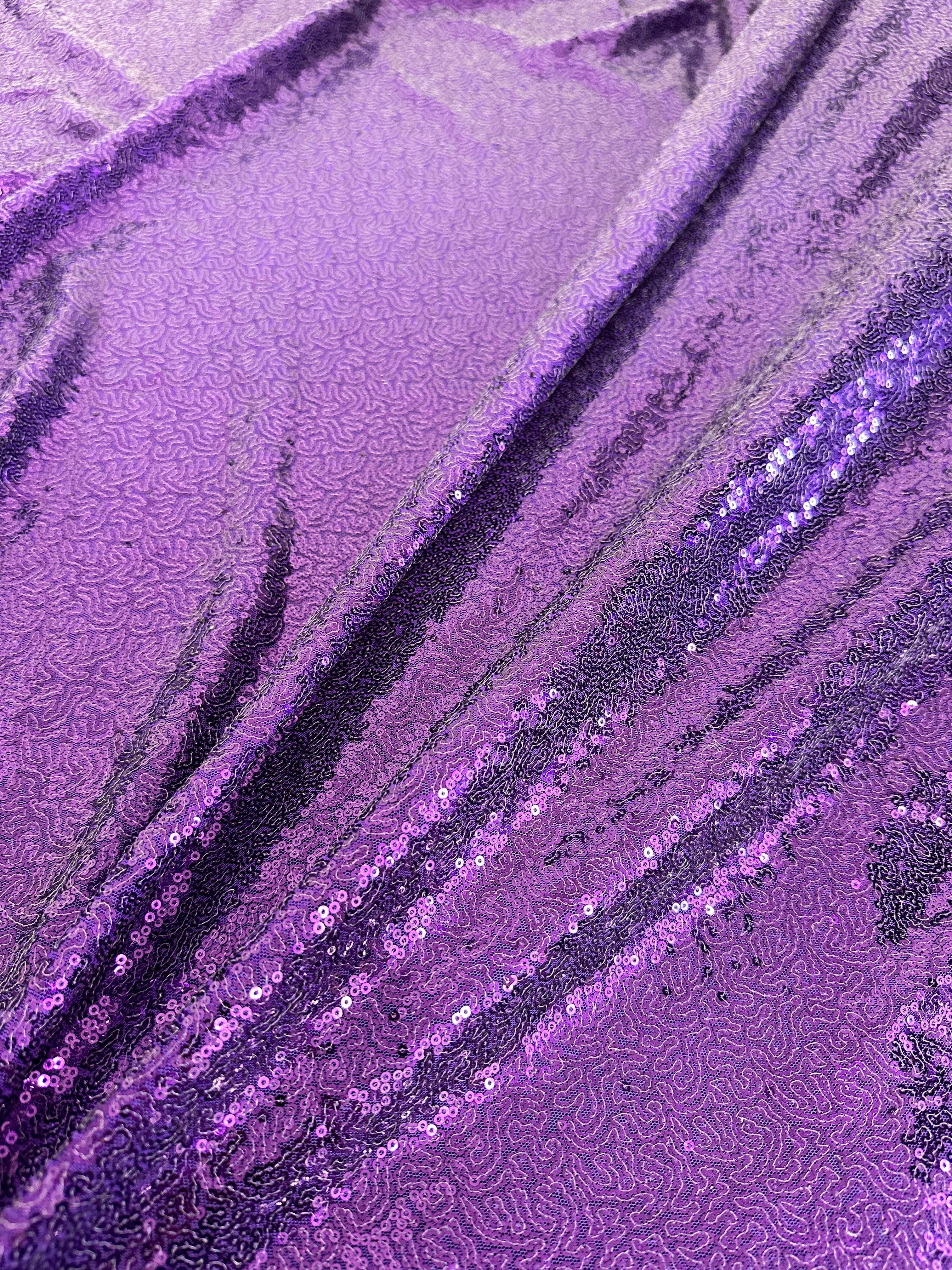 Purple Stretch Sequin on Mesh - Image 3