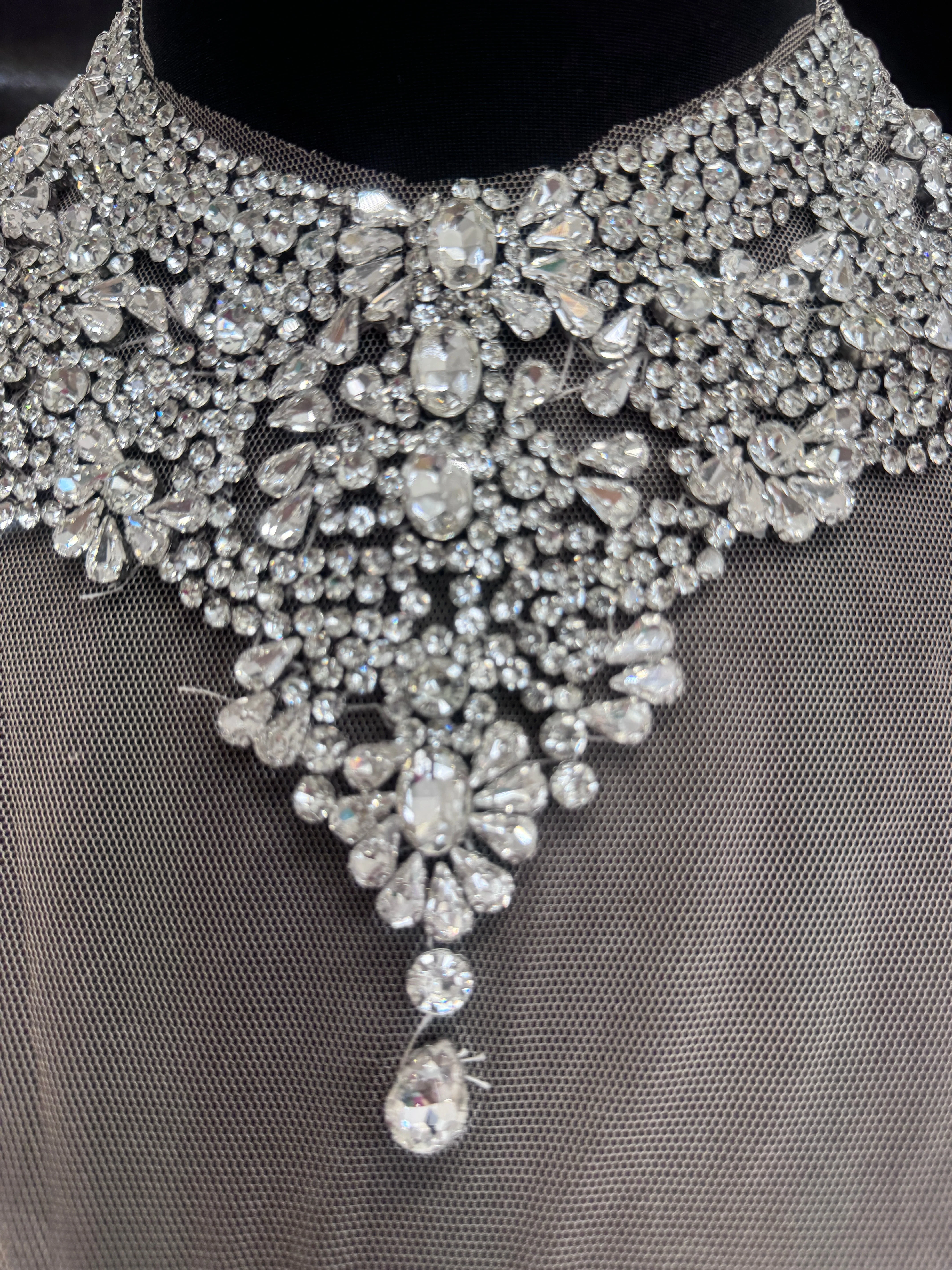 Queen Silver Rhinestone Necklace Applique - Image 2