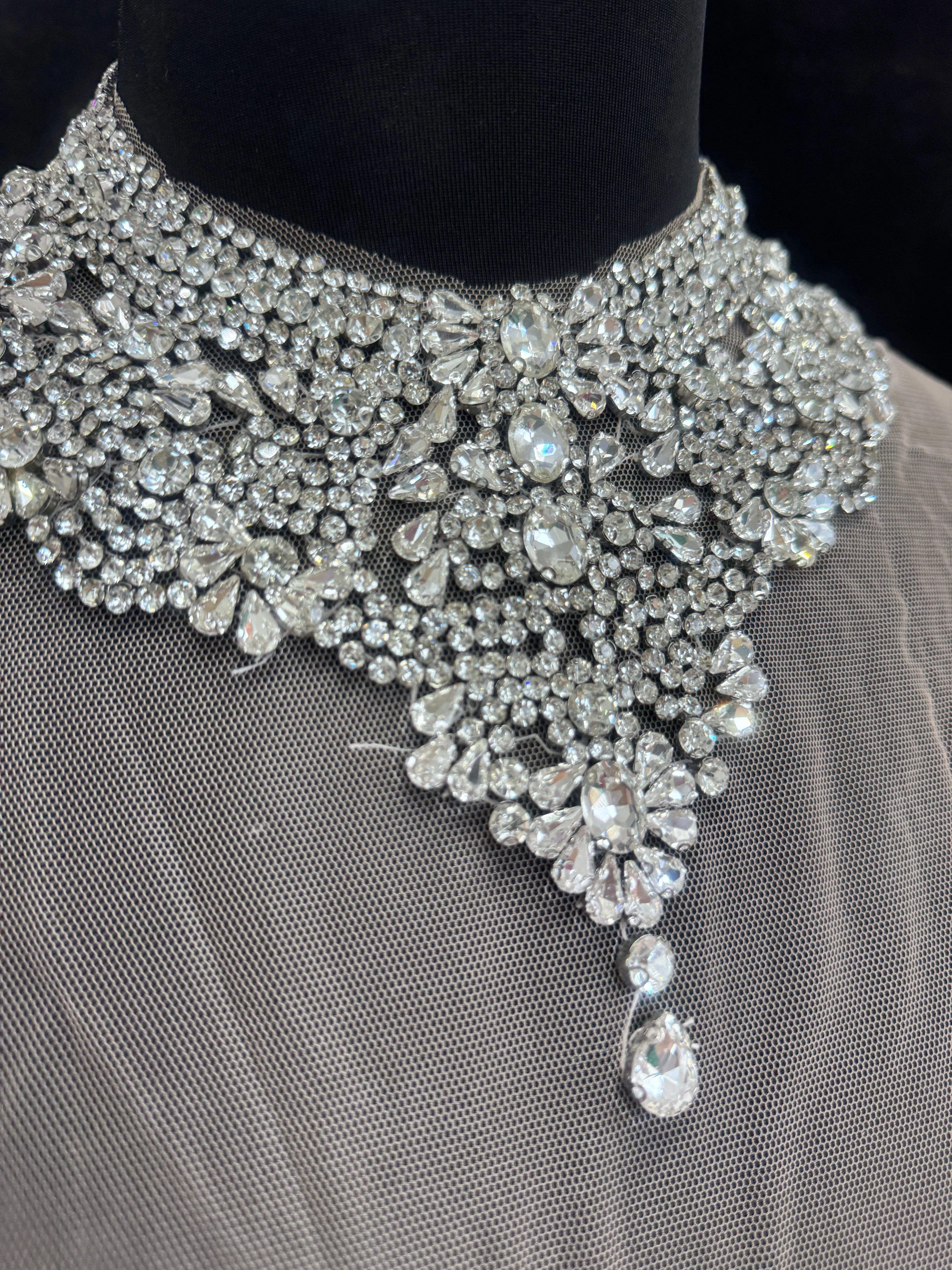 Queen Silver Rhinestone Necklace Applique - Image 5