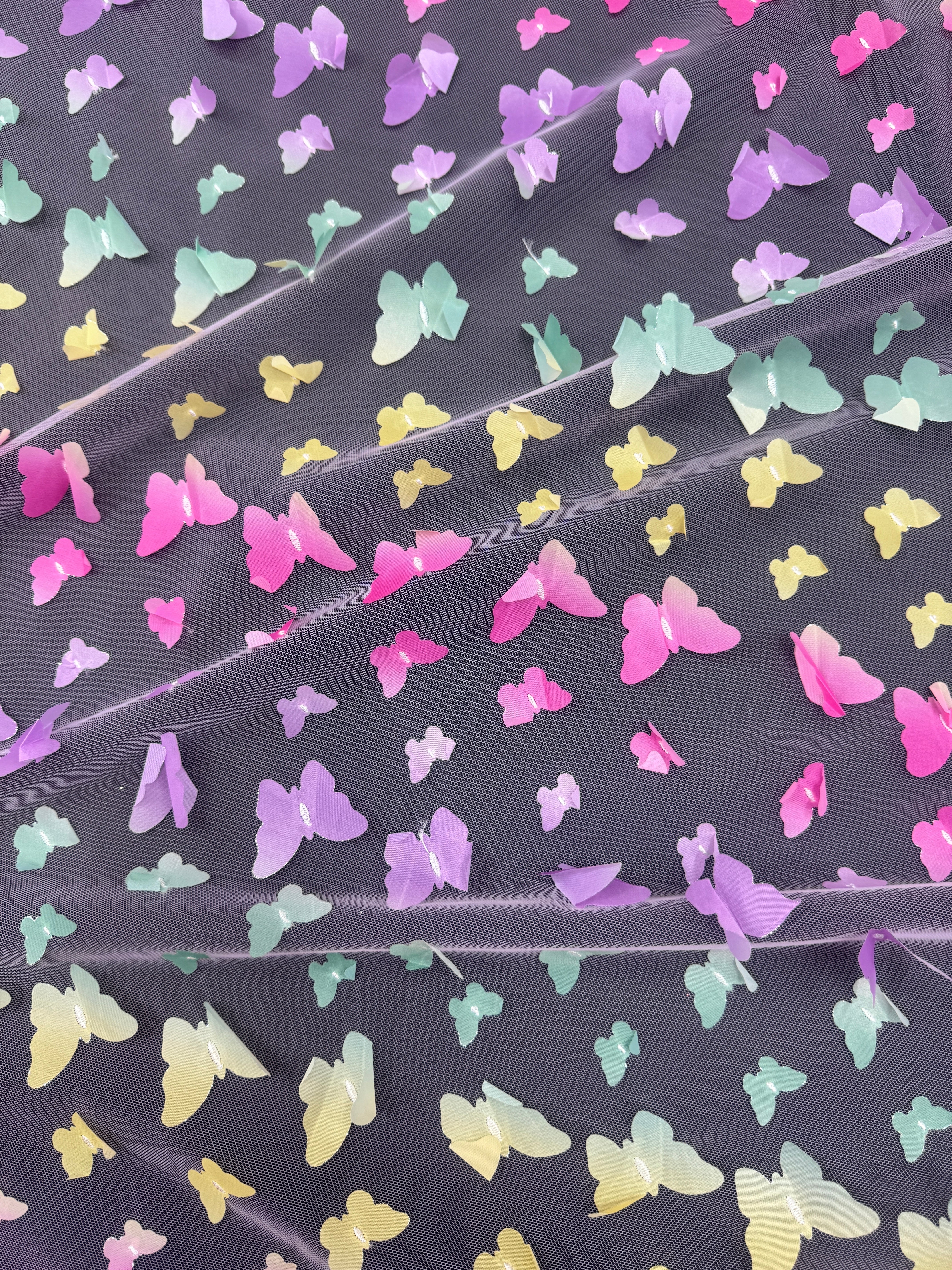 Rainbow Multicolor 3D Butterfly Lace