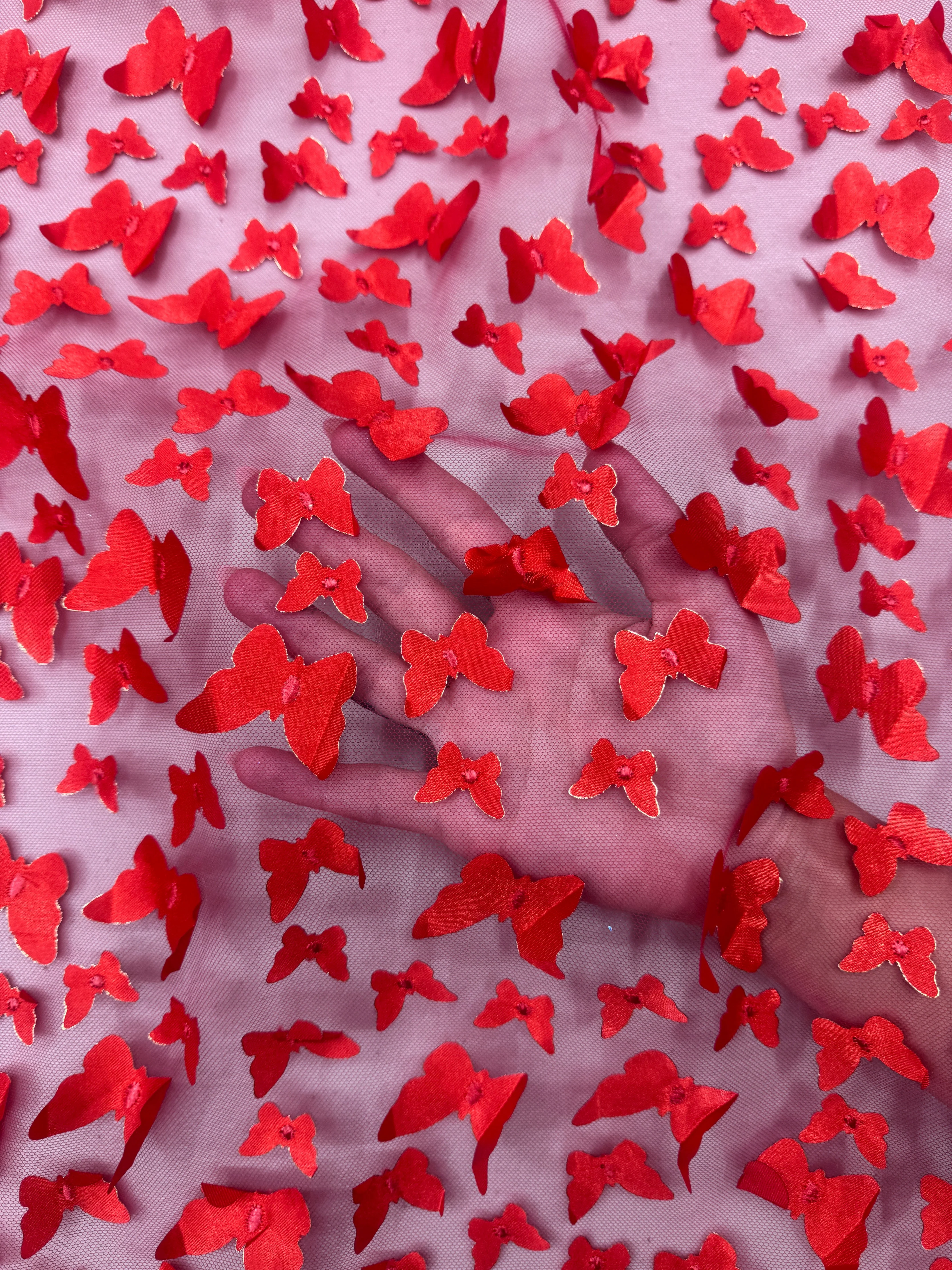 Red 3D Butterfly Lace