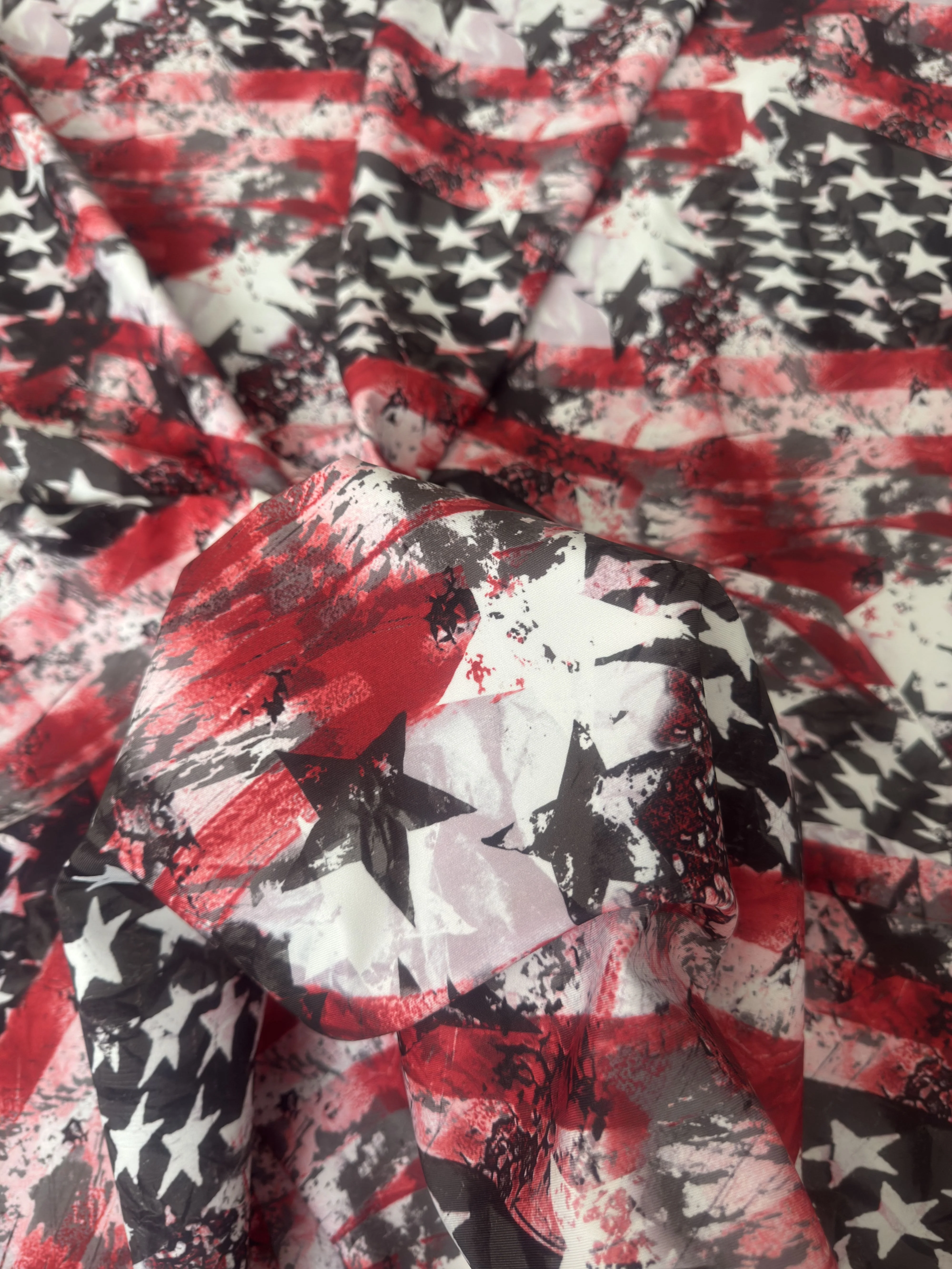 Red & Black Abstract American Flag Nylon Spandex - Image 3