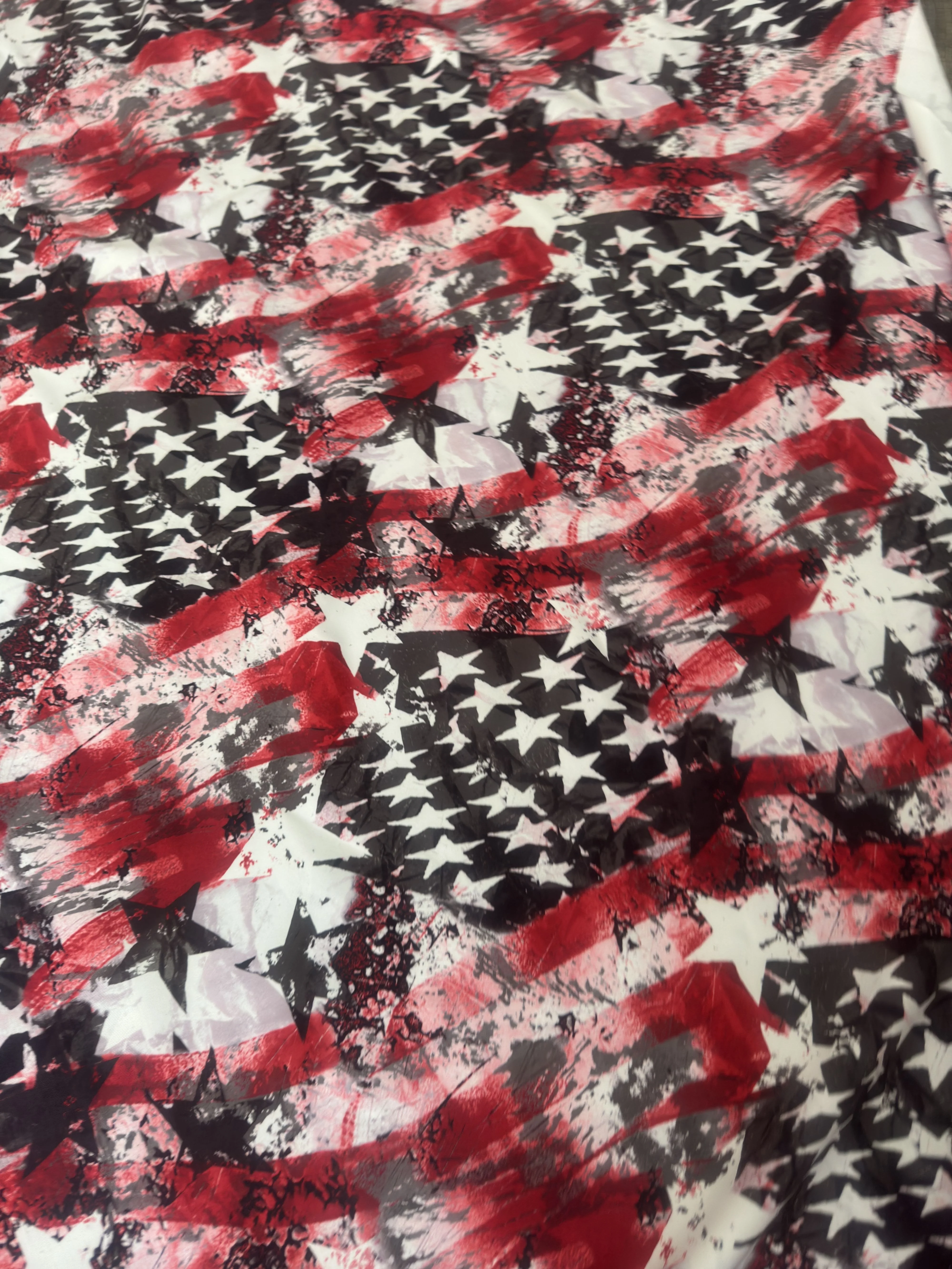 Red & Black Abstract American Flag Nylon Spandex - Image 4