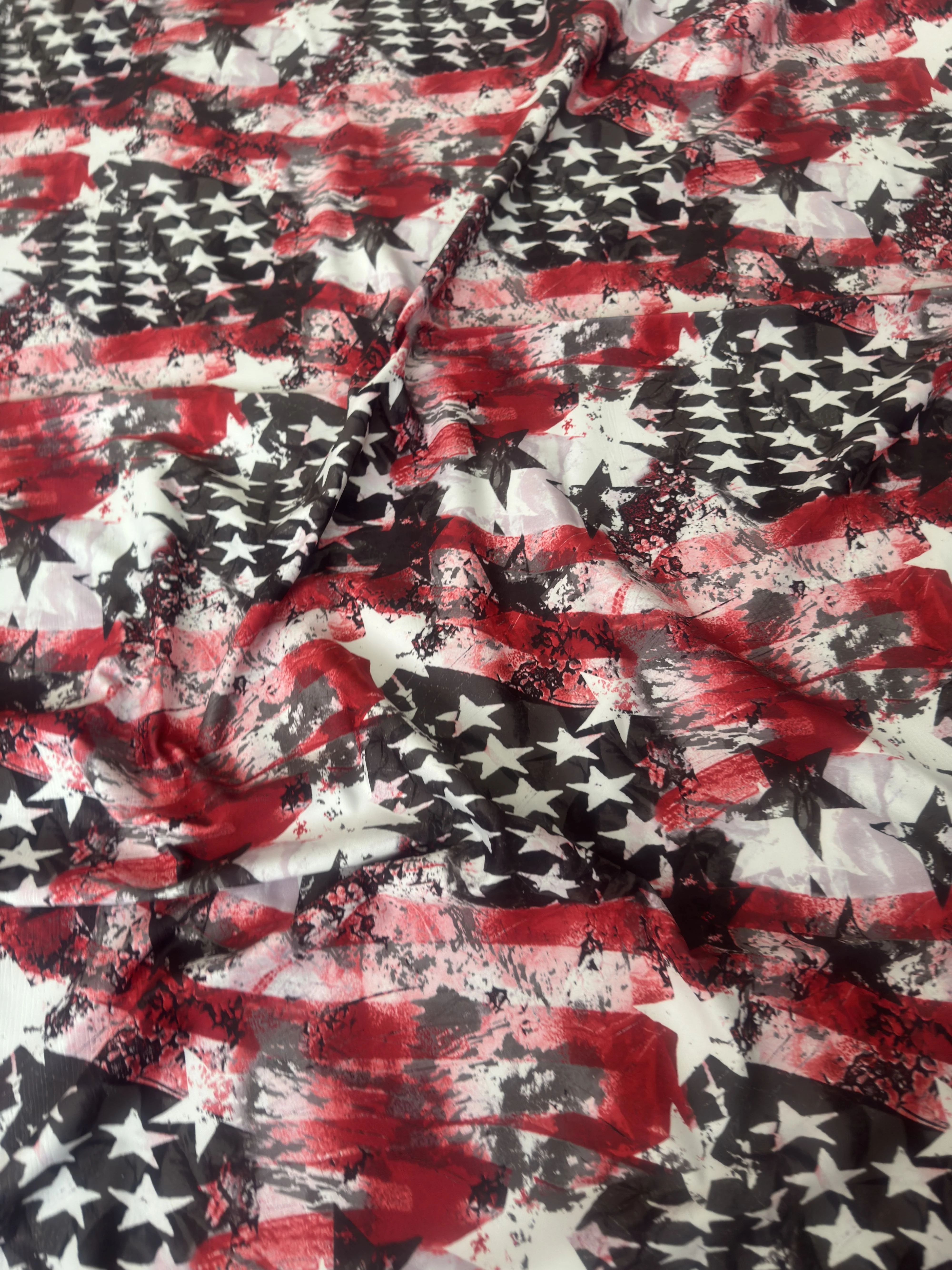 Red & Black Abstract American Flag Nylon Spandex - Image 5