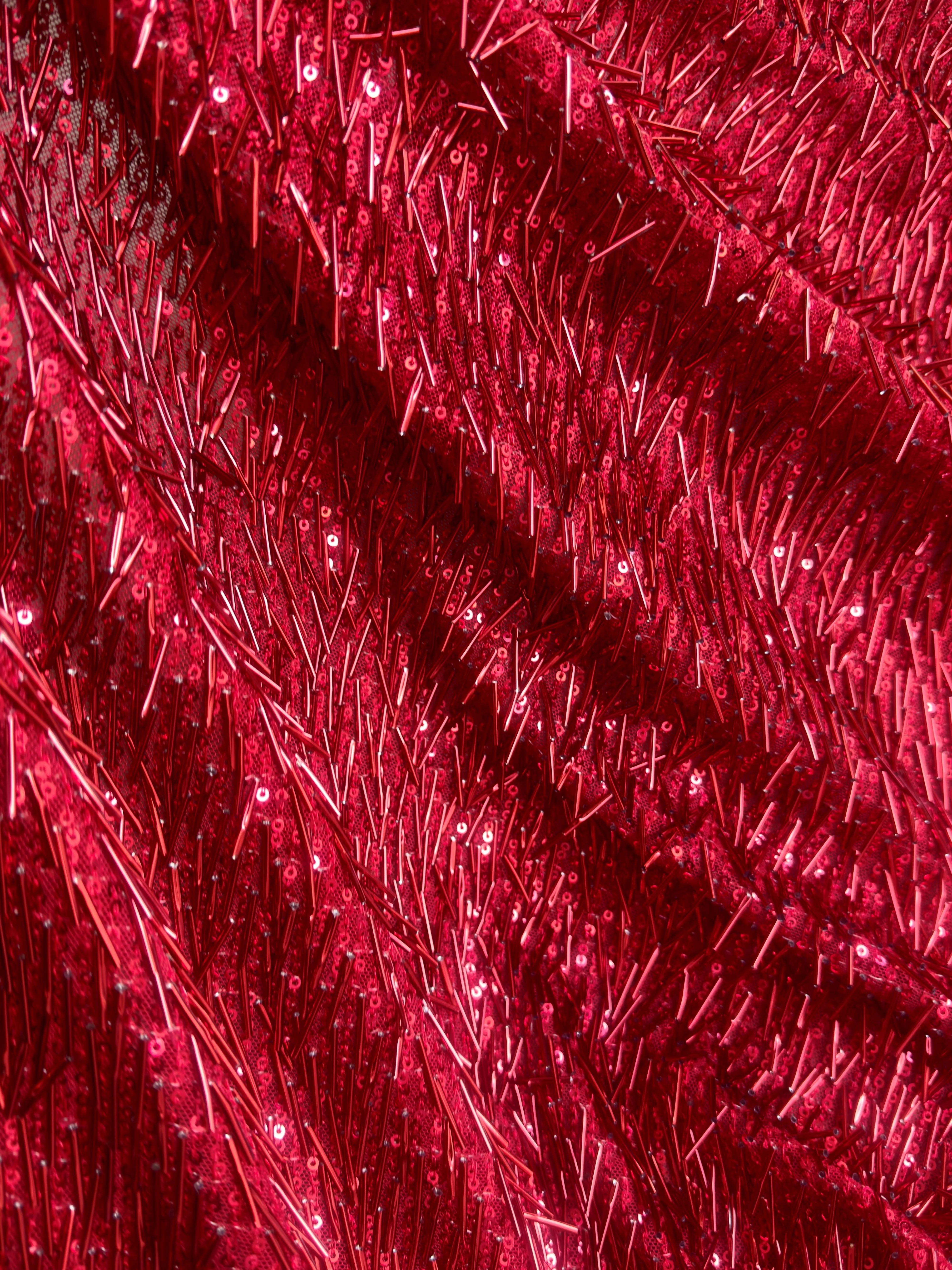 Red Fringe Sequin on Mesh - Image 3