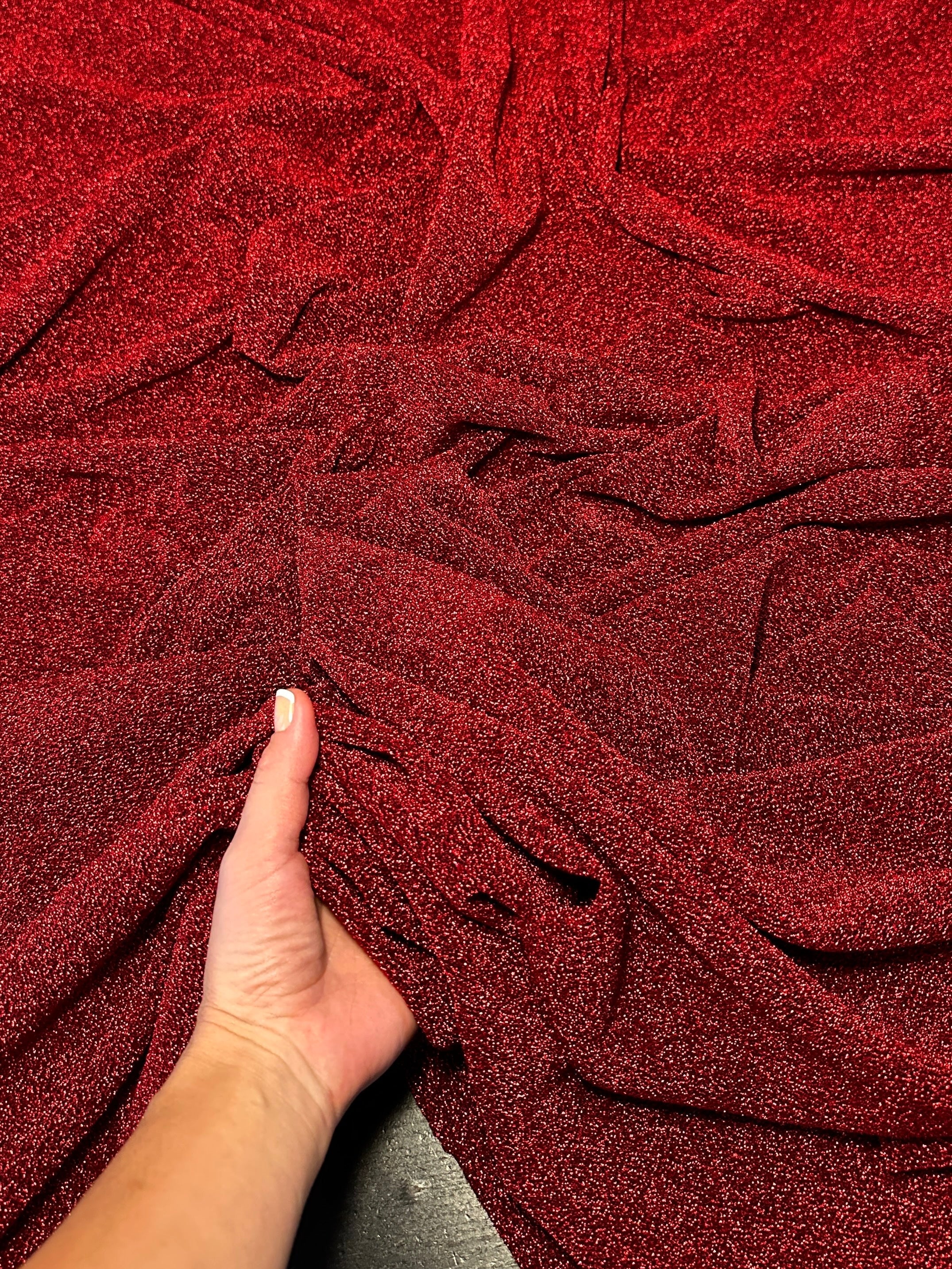 Red Glitter Lurex Jersey - Image 4