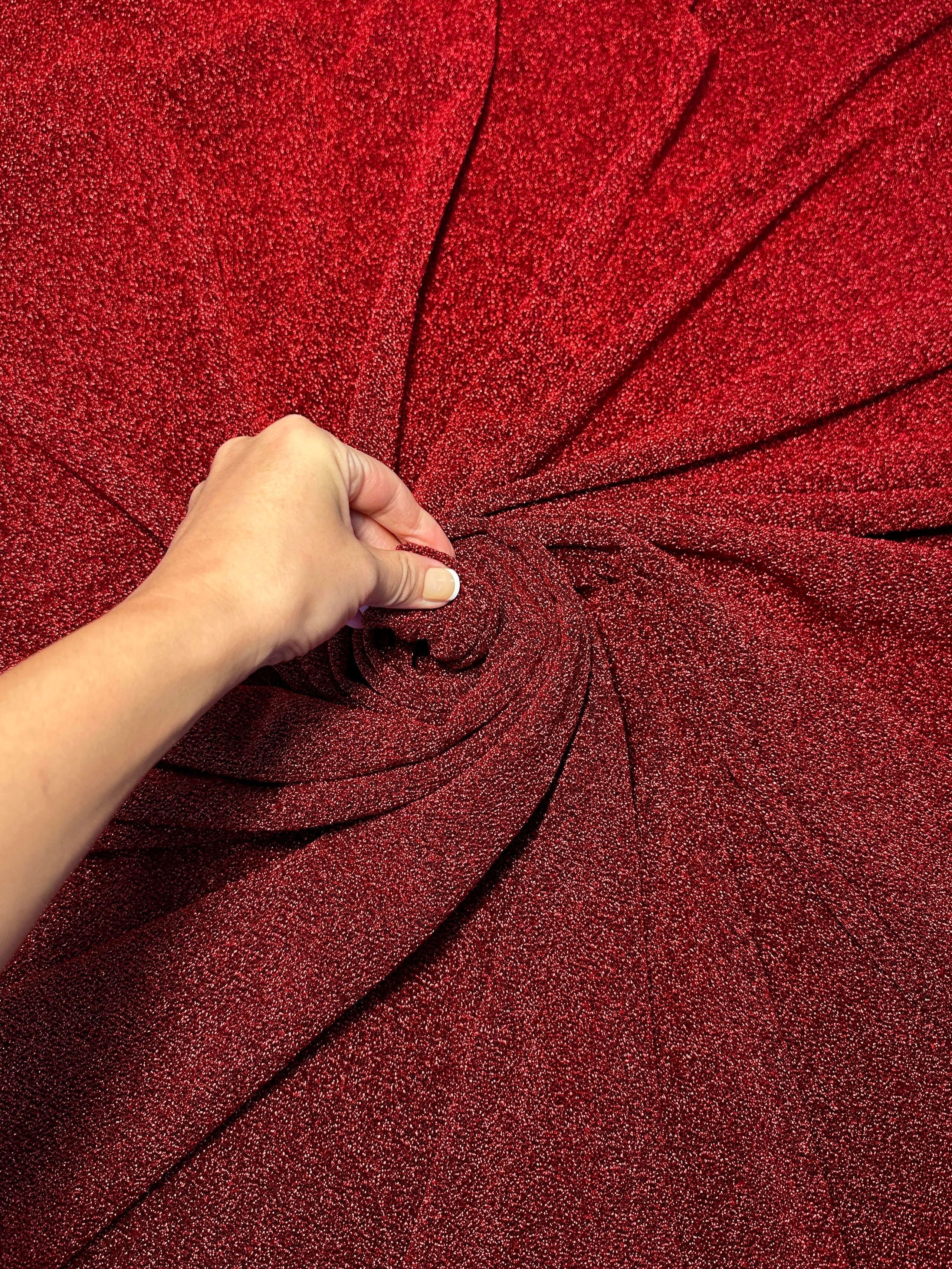 Red Glitter Lurex Jersey - Image 5