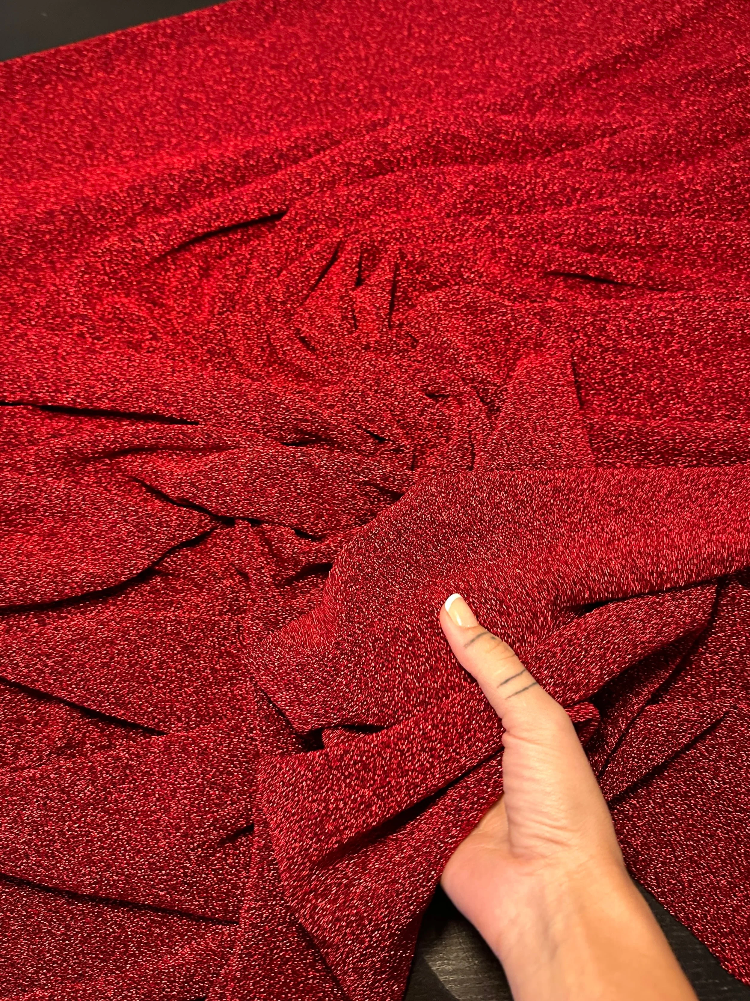 Red Glitter Lurex Jersey - Image 7