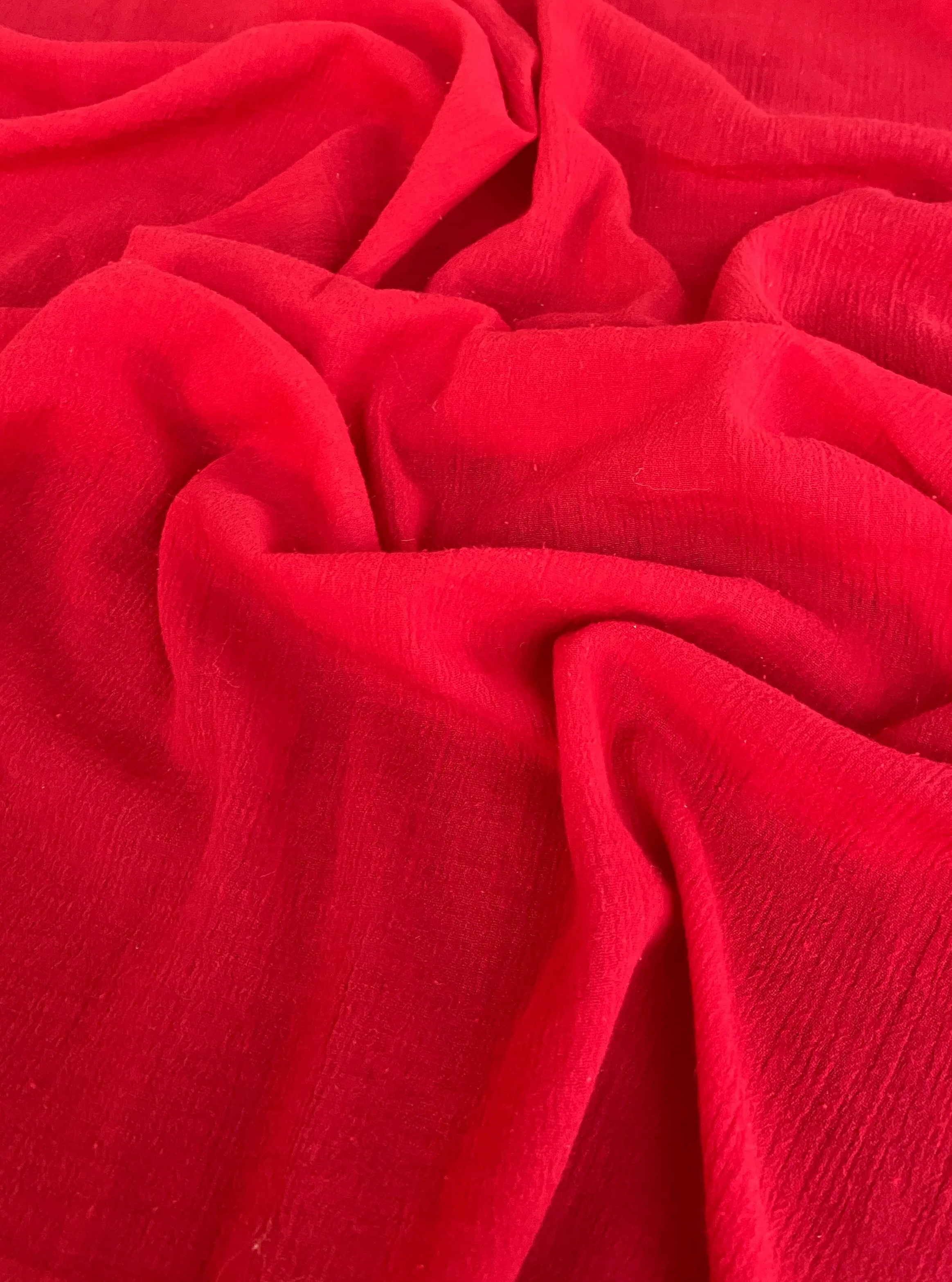 Red Crinkle Cotton Gauze